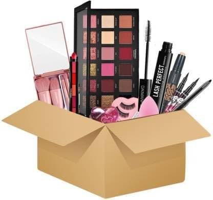     			DAIMANPU Makeup Kit ( Eyeshadow Palette, Heart Gloss, Mirror Makeup Bursh, Contour Stick, Eyeliners, Kajal and Mascara )