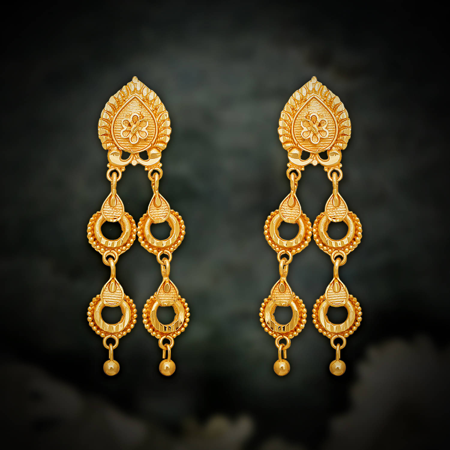     			Drashti Collection Golden Drop Earrings ( Pack of 1 )
