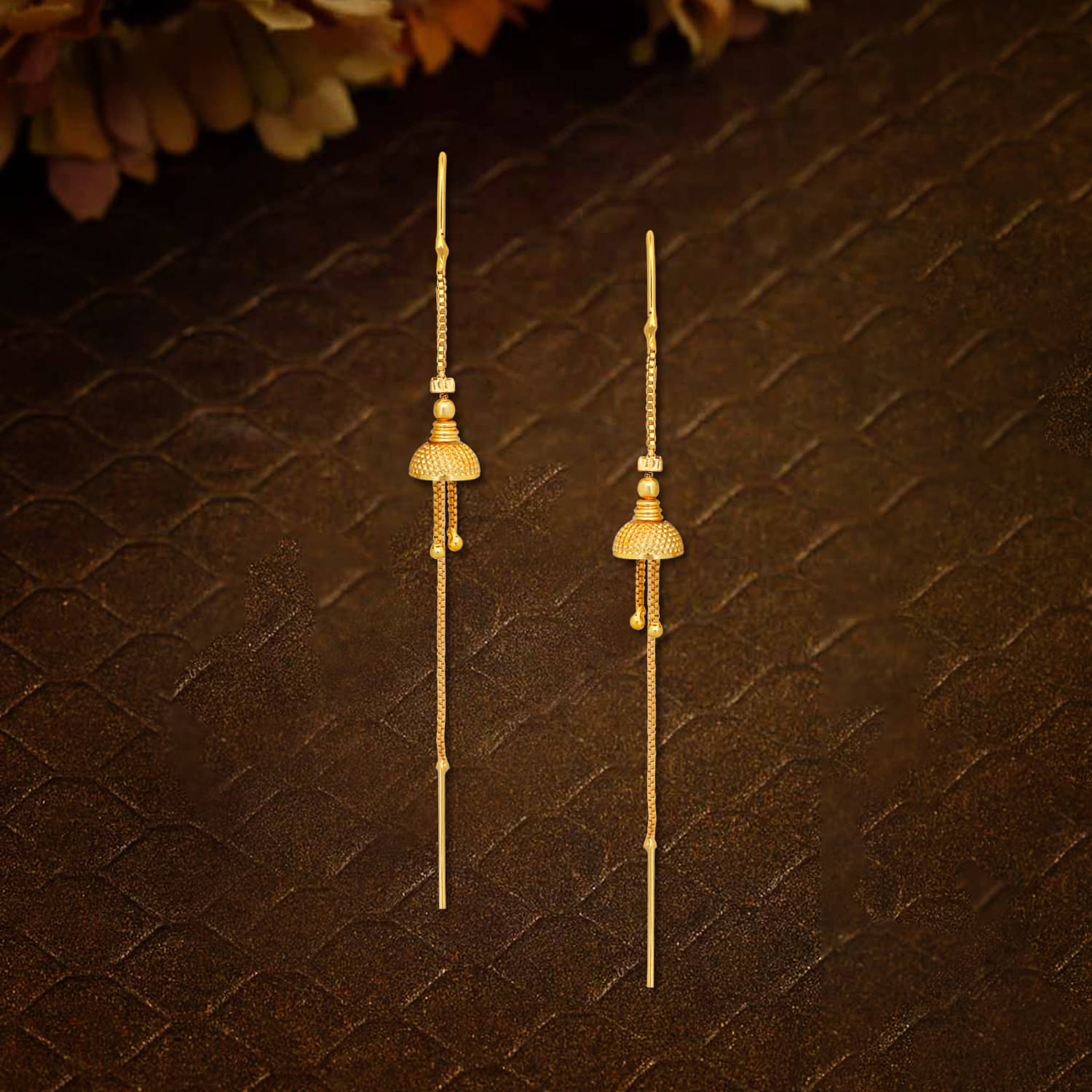     			Drashti Collection Golden Threader Earrings ( Pack of 1 )
