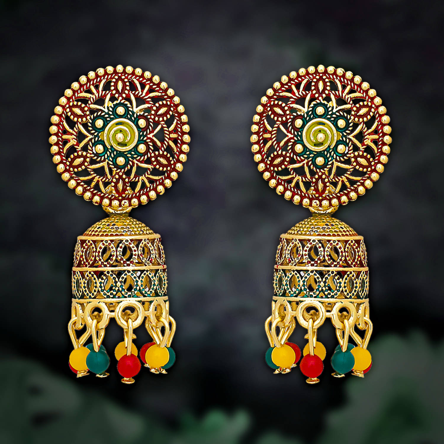     			Drashti Collection Multi Color Jhumki Earrings ( Pack of 1 )