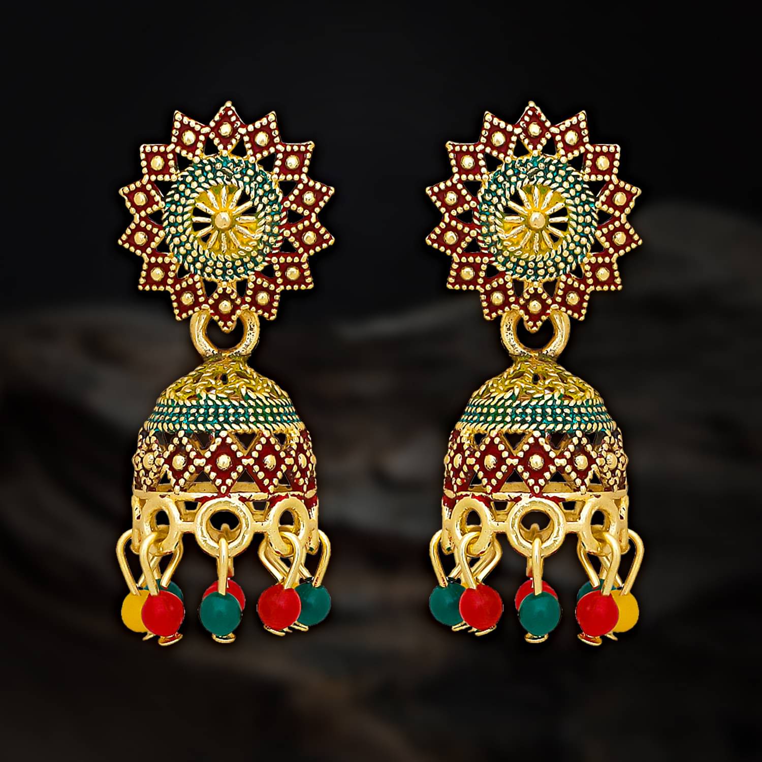     			Drashti Collection Multi Color Jhumki Earrings ( Pack of 1 )