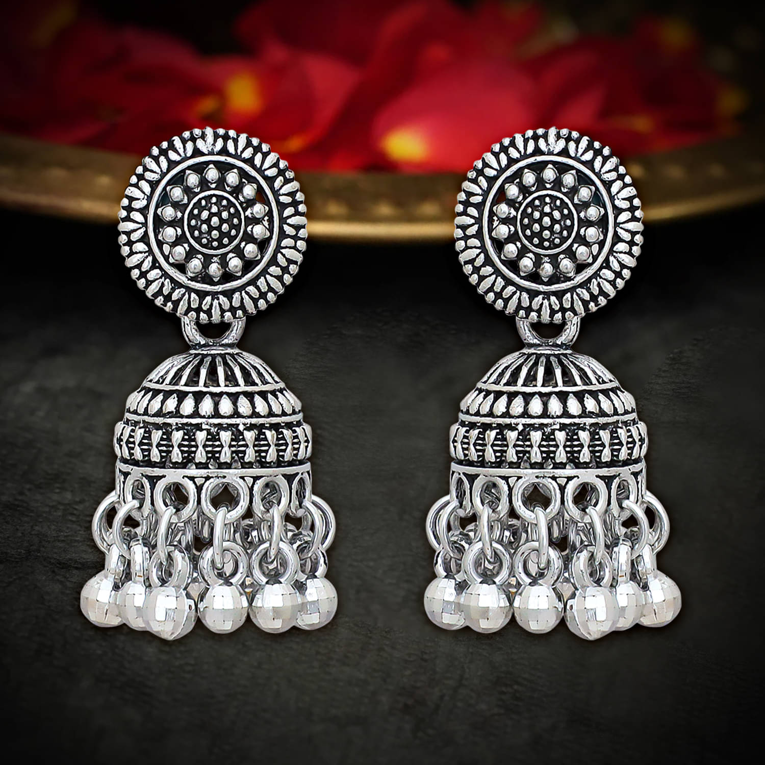     			Drashti Collection Silver Jhumki Earrings ( Pack of 1 )