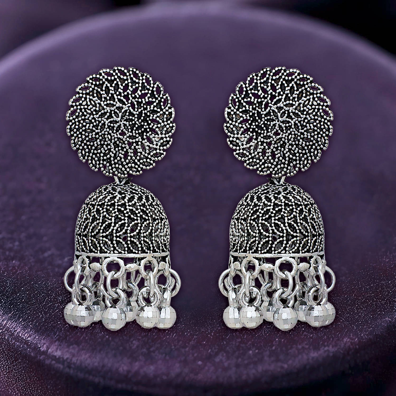     			Drashti Collection Silver Jhumki Earrings ( Pack of 1 )