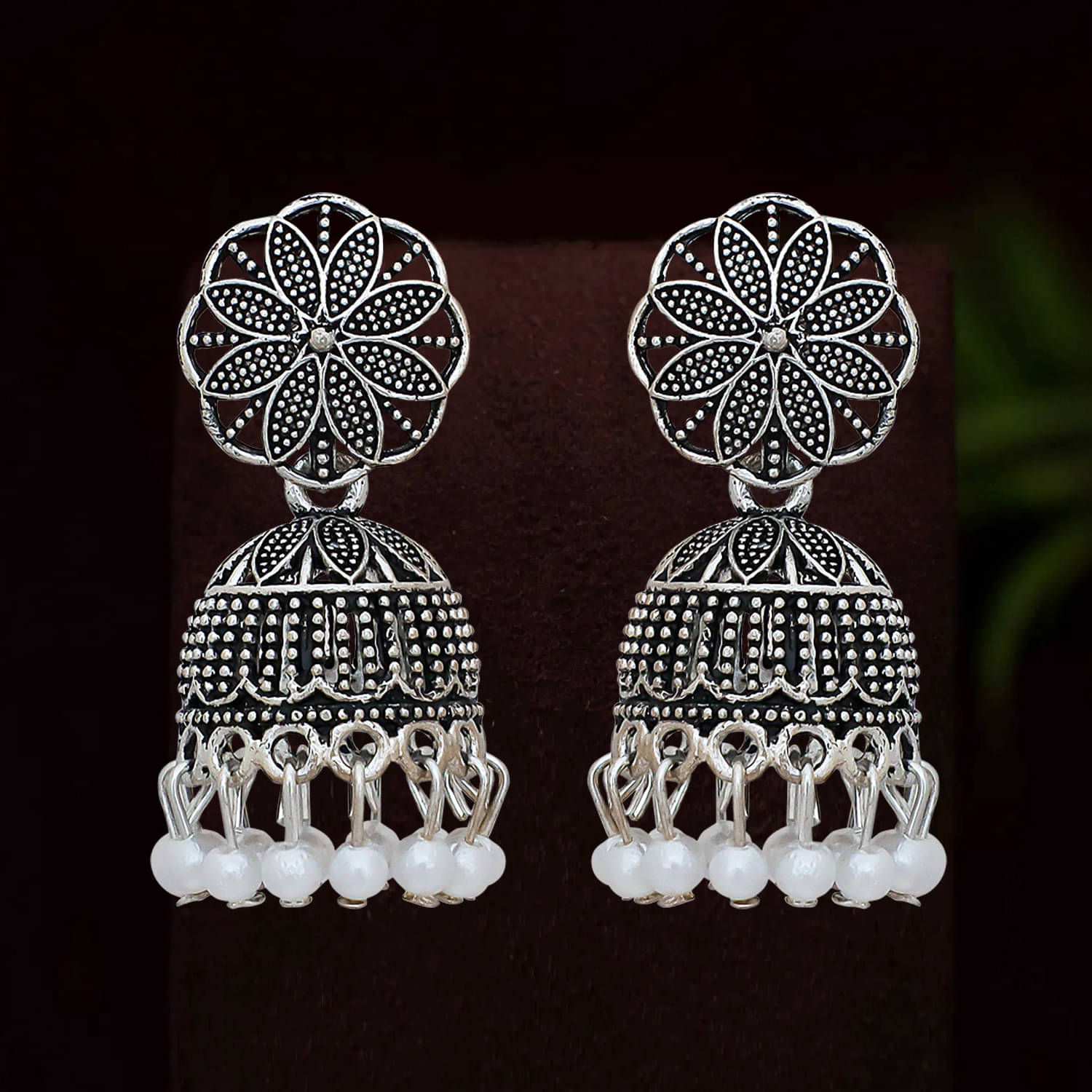     			Drashti Collection Silver Jhumki Earrings ( Pack of 1 )