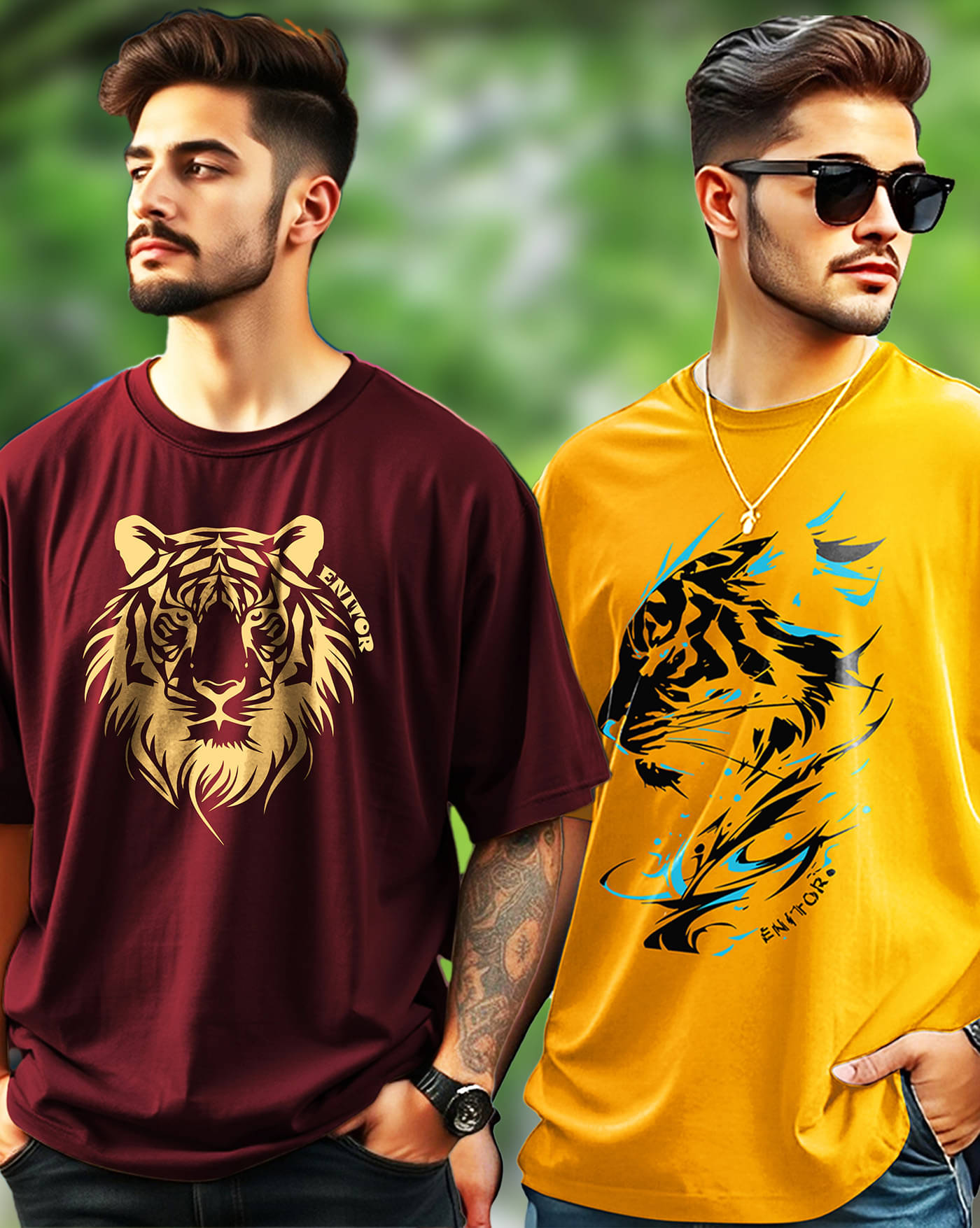 ENITOR Men Cotton Blend Oversized Fit Printed T-Shirt ( Maroon ) ENITOR Men Cotton Blend Oversized Fit Printed T-Shirt ( Maroon )
