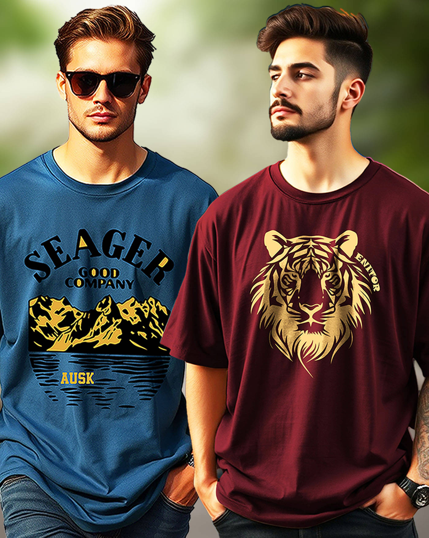 ENITOR Men Cotton Blend Oversized Fit Printed T-Shirt ( Maroon ) ENITOR Men Cotton Blend Oversized Fit Printed T-Shirt ( Maroon )
