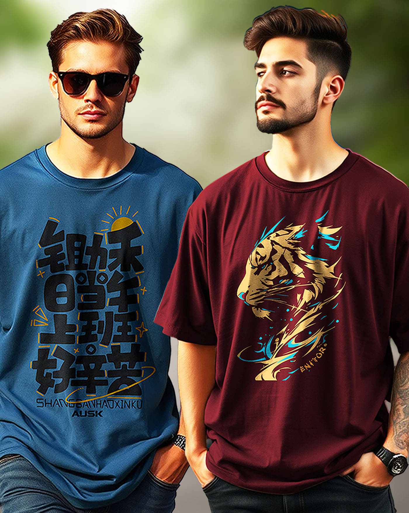 ENITOR Men Cotton Blend Oversized Fit Printed T-Shirt ( Maroon ) ENITOR Men Cotton Blend Oversized Fit Printed T-Shirt ( Maroon )