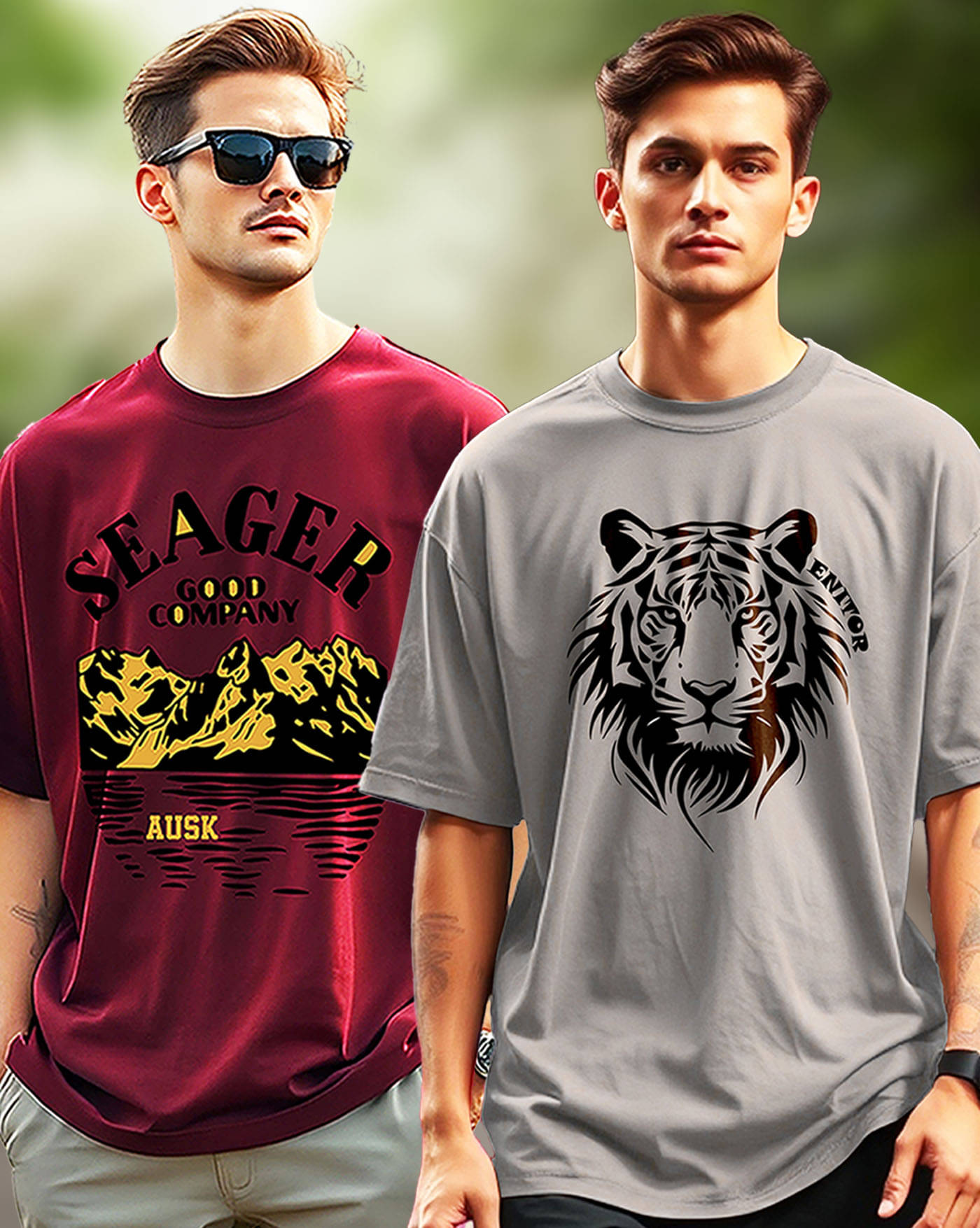     			ENITOR Men Cotton Blend Oversized Fit Printed T-Shirt ( Grey )