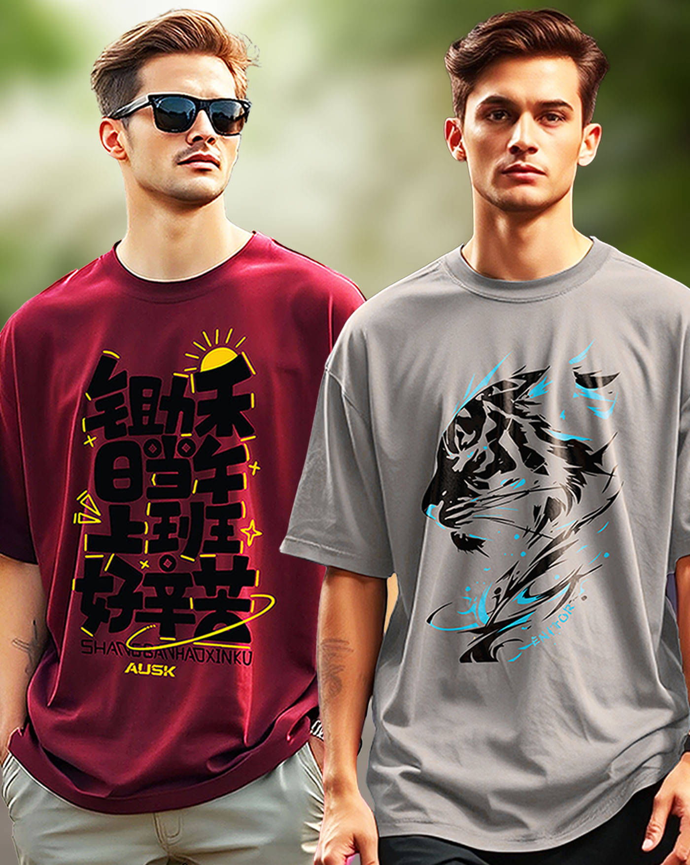     			ENITOR Men Cotton Blend Oversized Fit Printed T-Shirt ( Grey )
