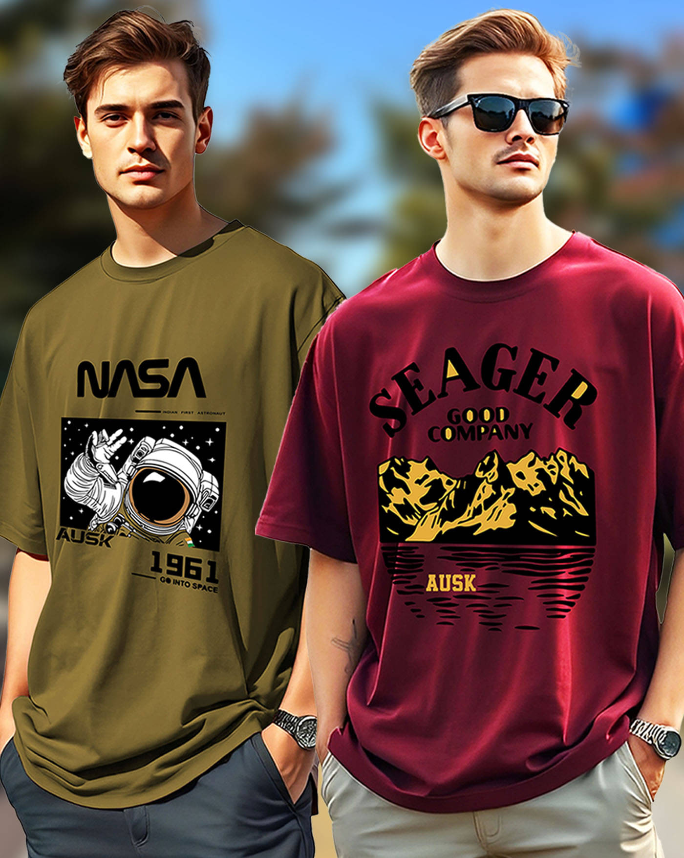 ENITOR Men Cotton Oversized Fit Printed T-Shirt ( Maroon )     			ENITOR Men Cotton Oversized Fit Printed T-Shirt ( Maroon )