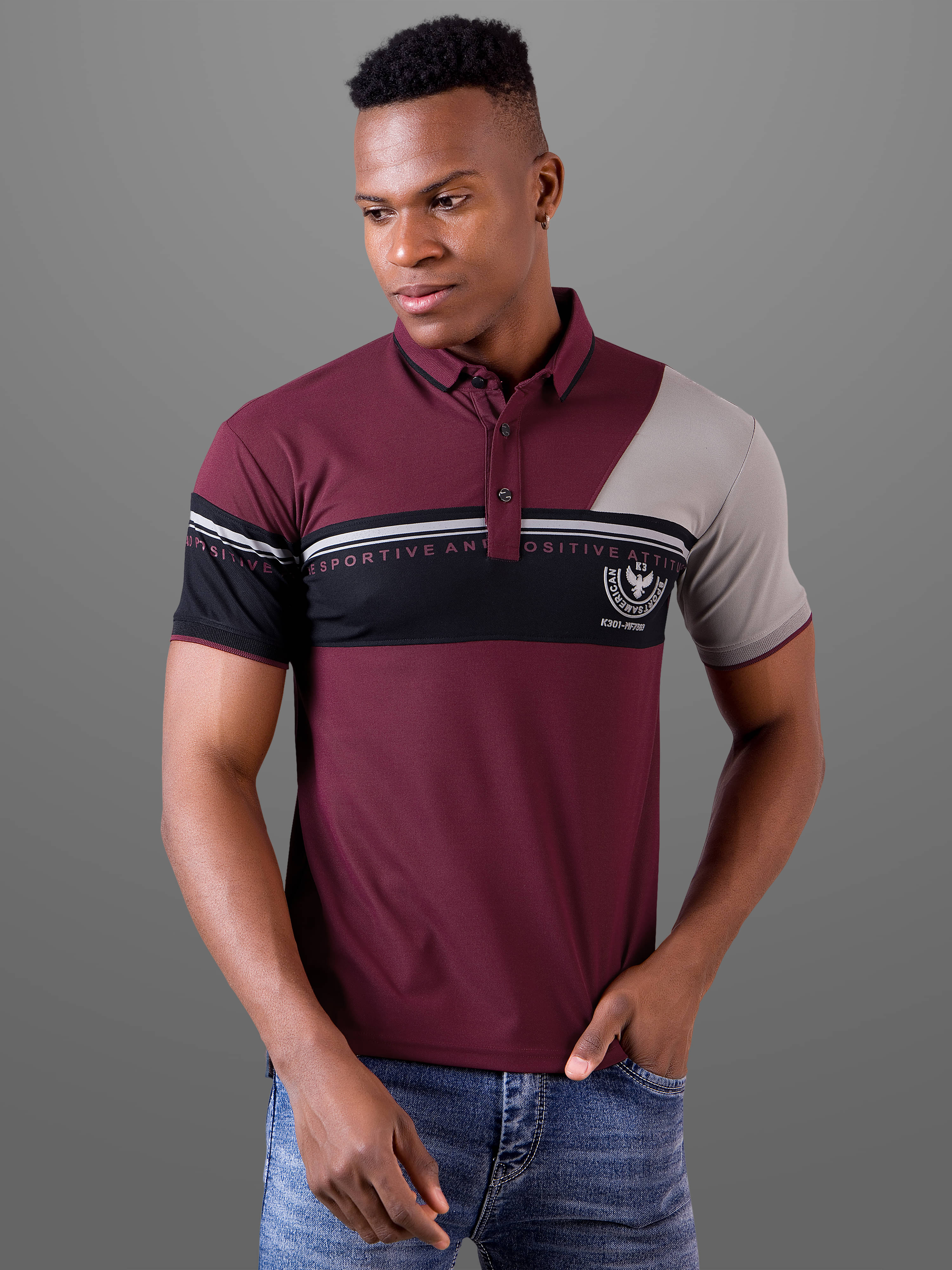 FROSEN FOX Men Polyester Regular Fit Colorblock Polo T Shirt ( Maroon ) FROSEN FOX Men Polyester Regular Fit Colorblock Polo T Shirt ( Maroon )