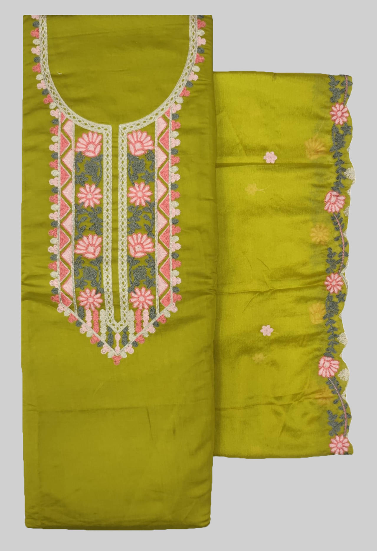 KASHMIRI Women Cotton Blend Unstitched Dress Material ( Green ) KASHMIRI Women Cotton Blend Unstitched Dress Material ( Green )