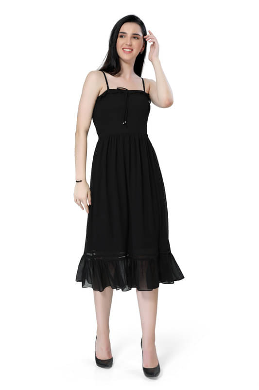 Mantra Fashion Women's Black Solid Cotton Sleeveless Fit and Flare Dress ( Pack of 1 )     			Mantra Fashion Women's Black Solid Cotton Sleeveless Fit and Flare Dress ( Pack of 1 )