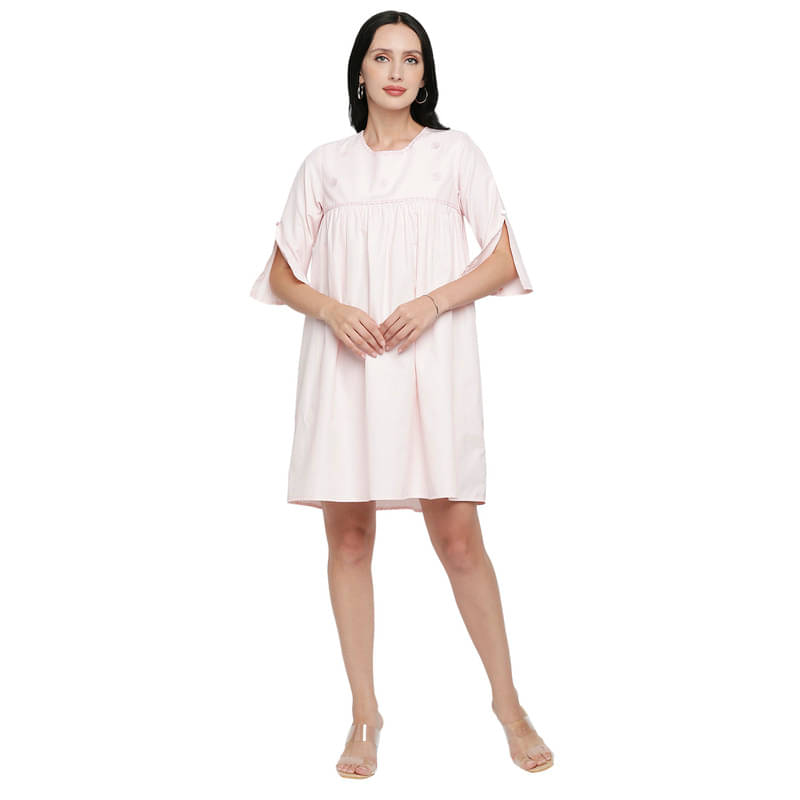 Mantra Fashion Women's Pink Solid A-line Dress ( Pack of 1 ) Mantra Fashion Women's Pink Solid A-line Dress ( Pack of 1 )