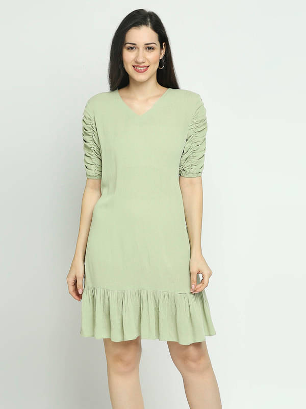     			Mantra Fashion Women's Solid Green A-line Dress ( Pack of 1 )