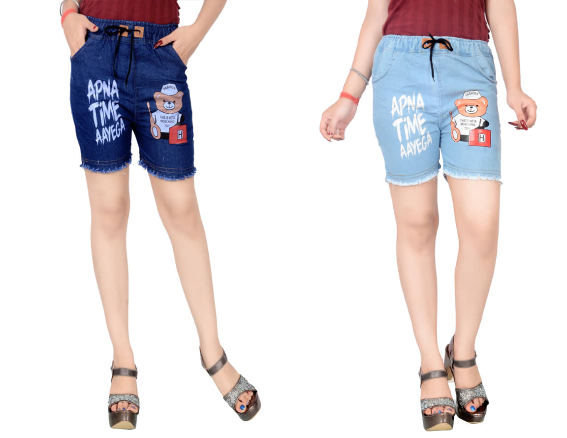 Nios Fashion Pack of 2 Girls Denim Shorts ( Denim Blue ) - Shorts | Buy online on ZillyBuy