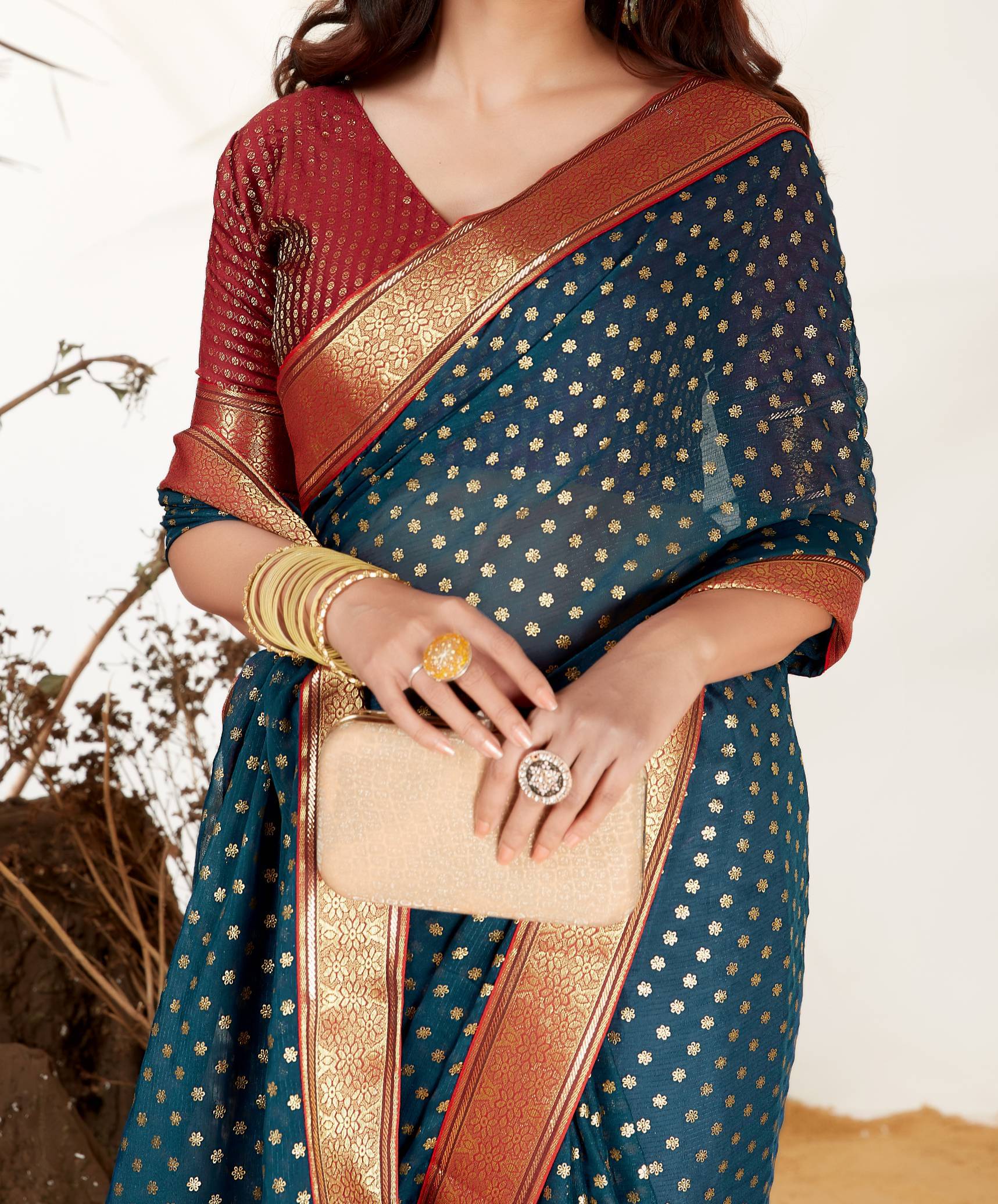 Parmila Fashion Chiffon Embellished Saree With Unstitched Blouse Piece ( Teal ) Parmila Fashion Chiffon Embellished Saree With Unstitched Blouse Piece ( Teal )