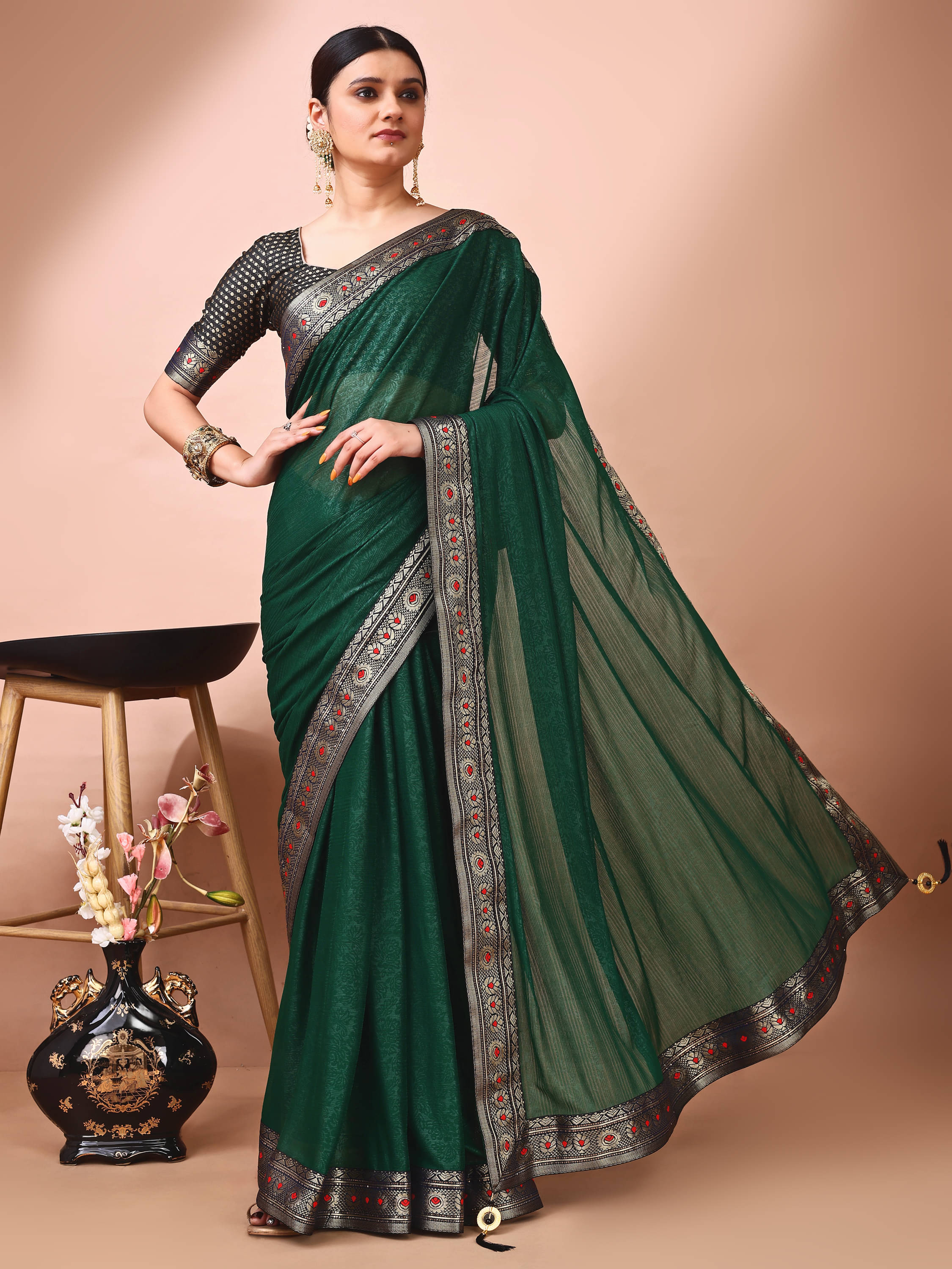 Parmila Fashion Chiffon Embellished Saree With Unstitched Blouse Piece ( Mint Green ) Parmila Fashion Chiffon Embellished Saree With Unstitched Blouse Piece ( Mint Green )