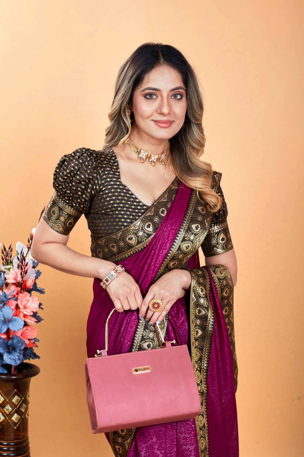 Parmila Fashion Chiffon Embellished Saree With Unstitched Blouse Piece ( Purple ) Parmila Fashion Chiffon Embellished Saree With Unstitched Blouse Piece ( Purple )