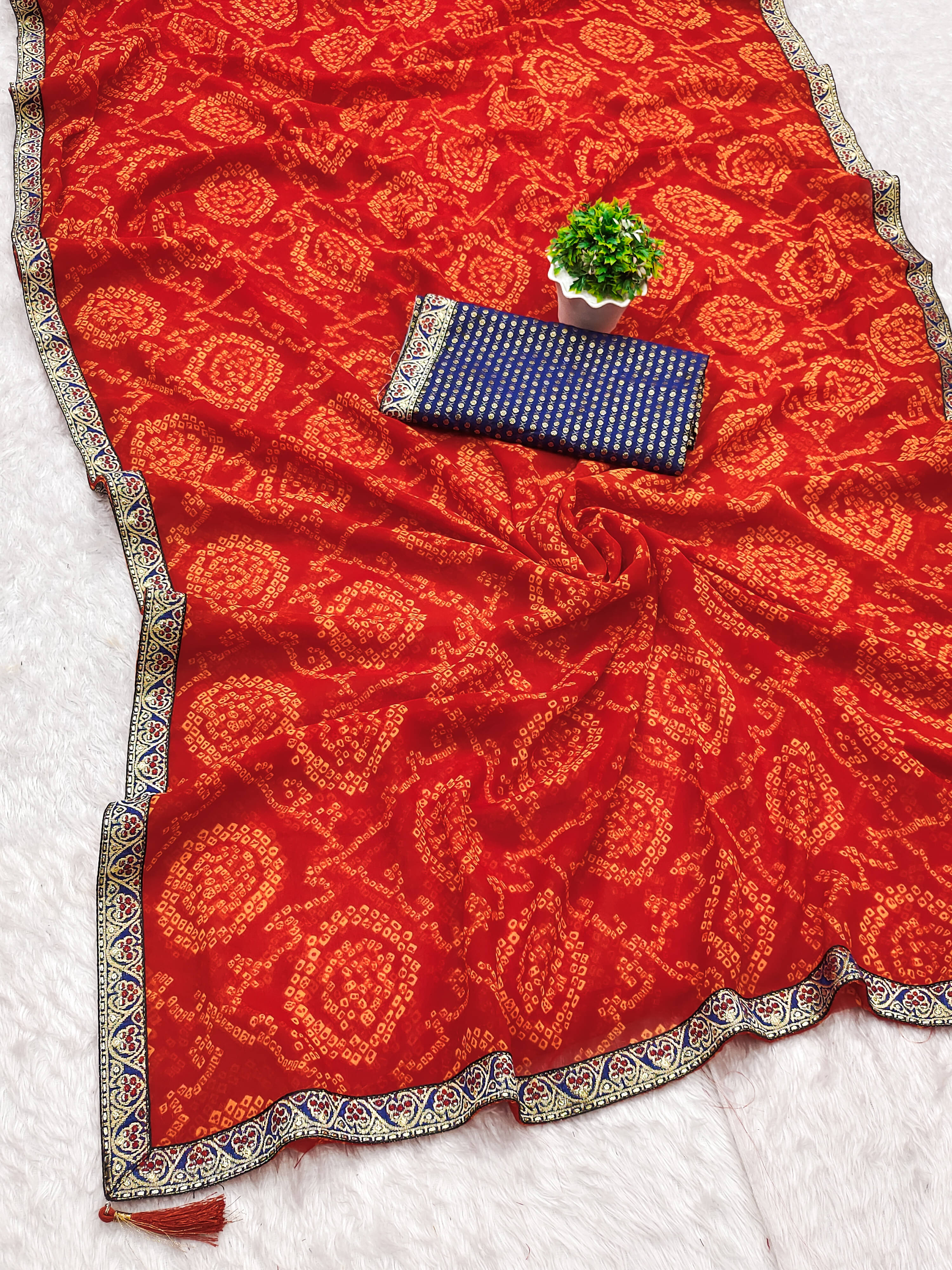     			Parmila Fashion Chiffon Printed Saree With Unstitched Blouse Piece ( Orange )