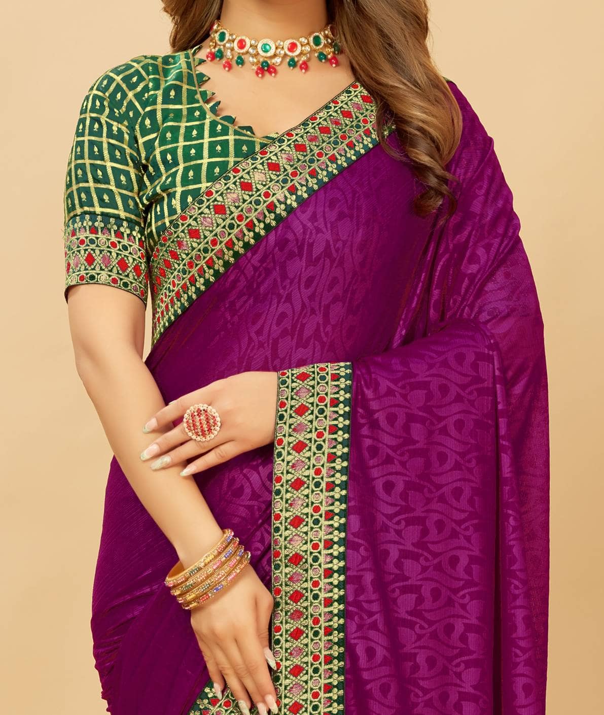 Parmila Fashion Silk Blend Embellished Saree With Unstitched Blouse Piece ( Navy Blue ) - Sarees | Buy online on ZillyBuy