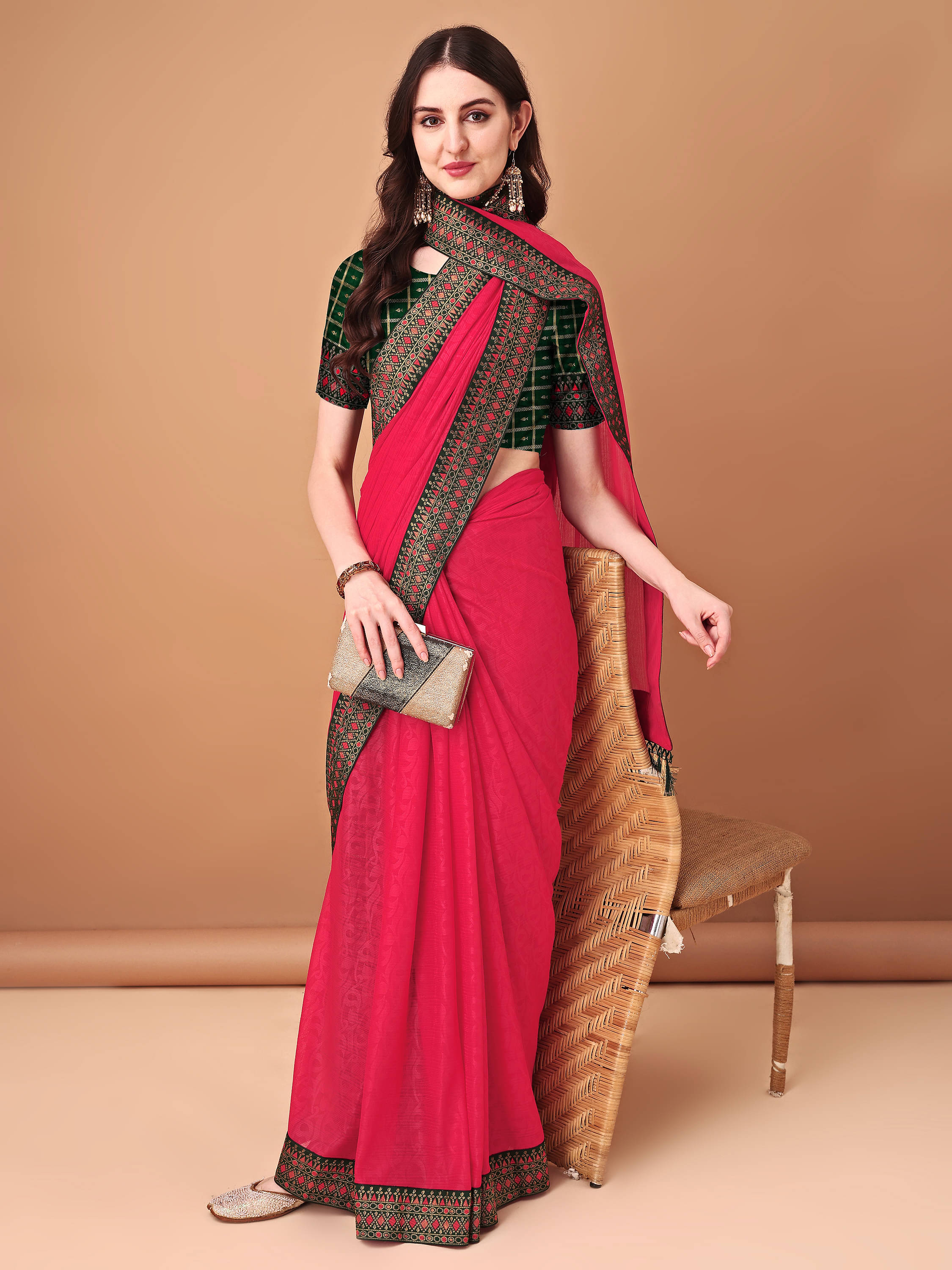     			Parmila Fashion Silk Blend Embellished Saree With Unstitched Blouse Piece ( Multicolor 17 )
