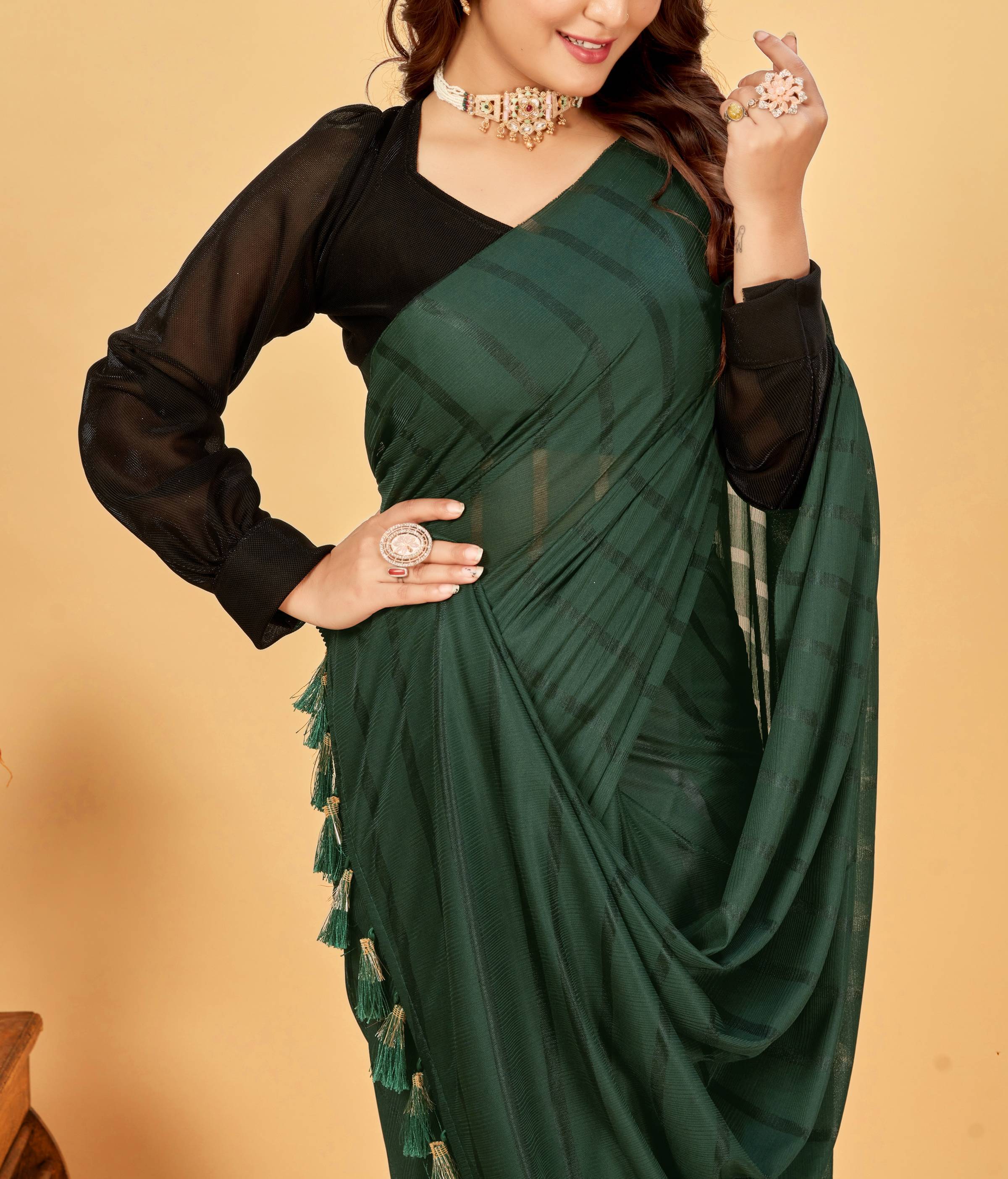 Parmila Fashion Silk Blend Striped Saree With Unstitched Blouse Piece ( Mint Green ) Parmila Fashion Silk Blend Striped Saree With Unstitched Blouse Piece ( Mint Green )