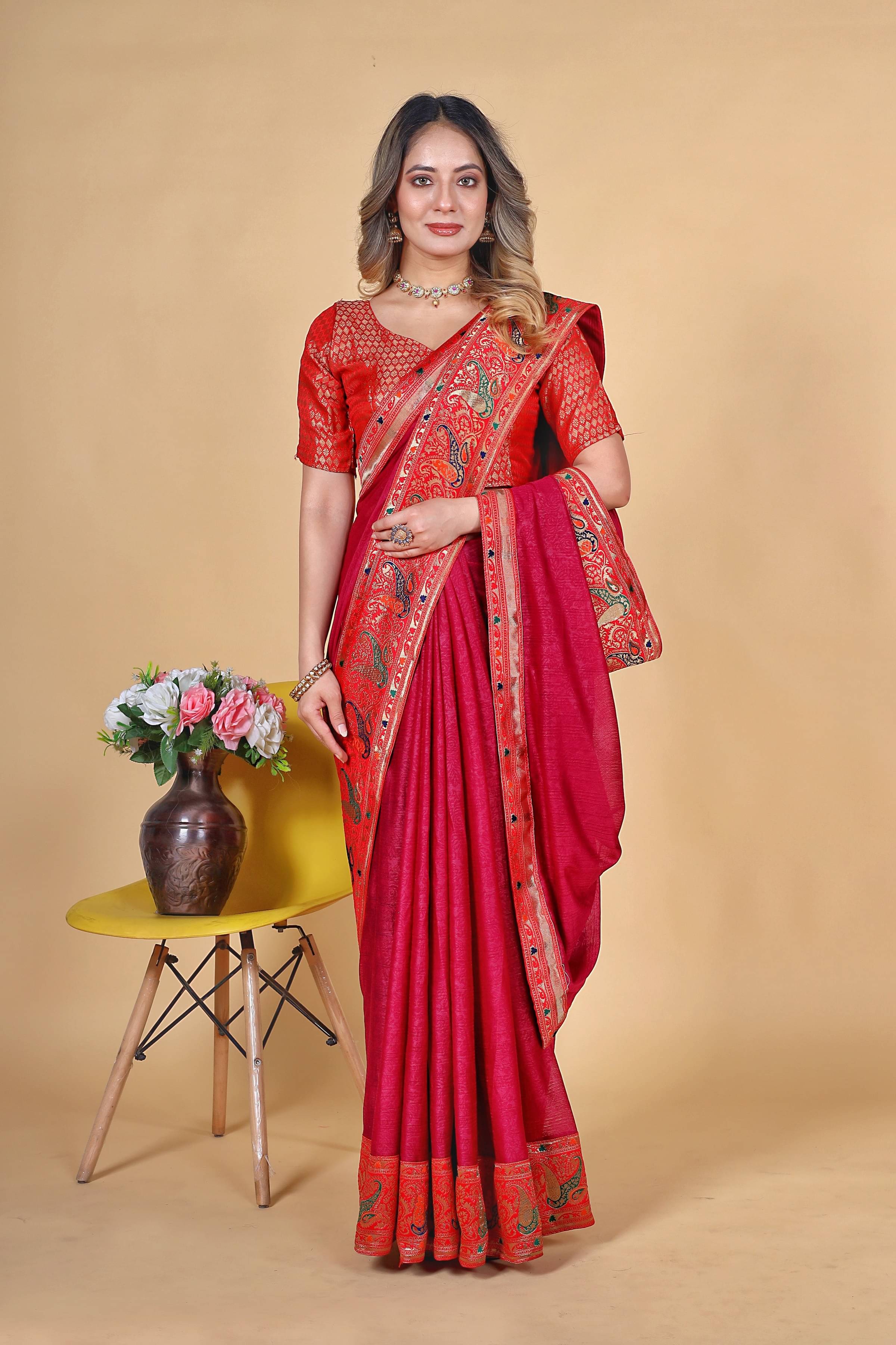 Parmila Fashion Silk Embellished Saree With Unstitched Blouse Piece ( Pink ) Parmila Fashion Silk Embellished Saree With Unstitched Blouse Piece ( Pink )