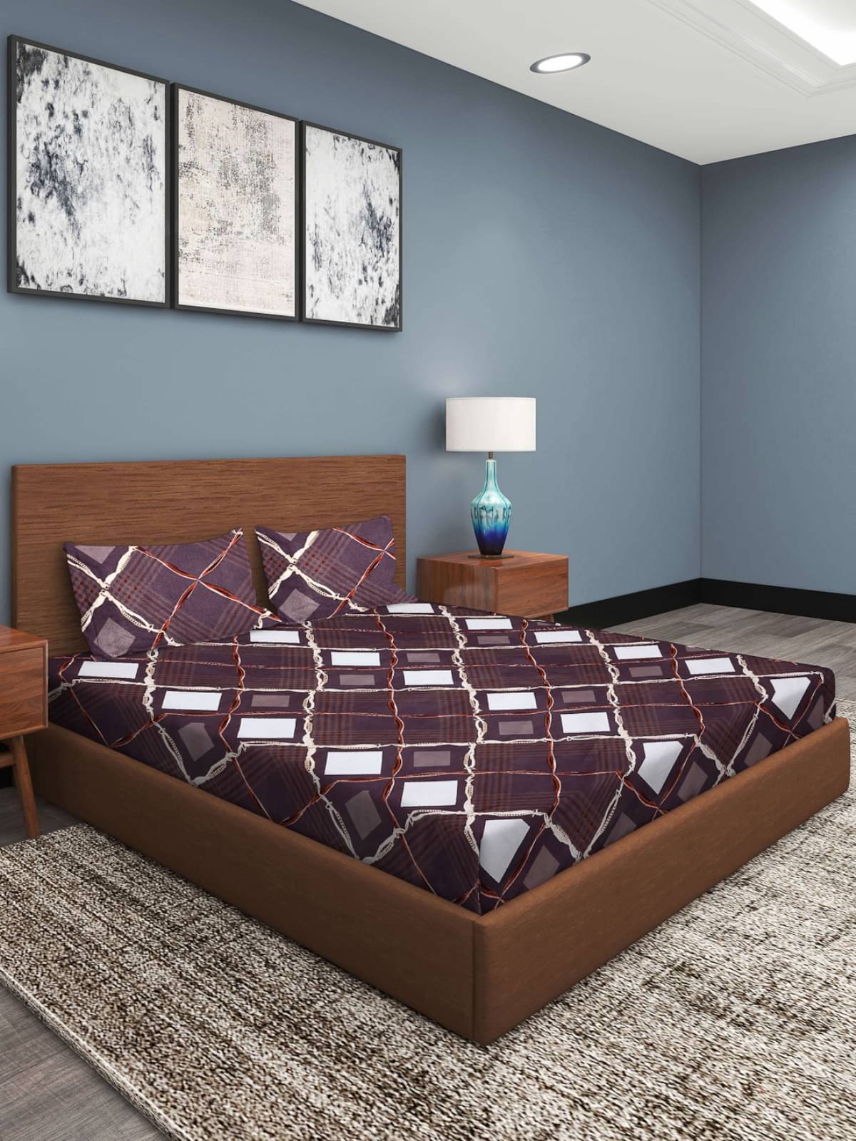     			Romee Cotton 1 Double Bedsheet with 2 Pillow Covers ( Brown )