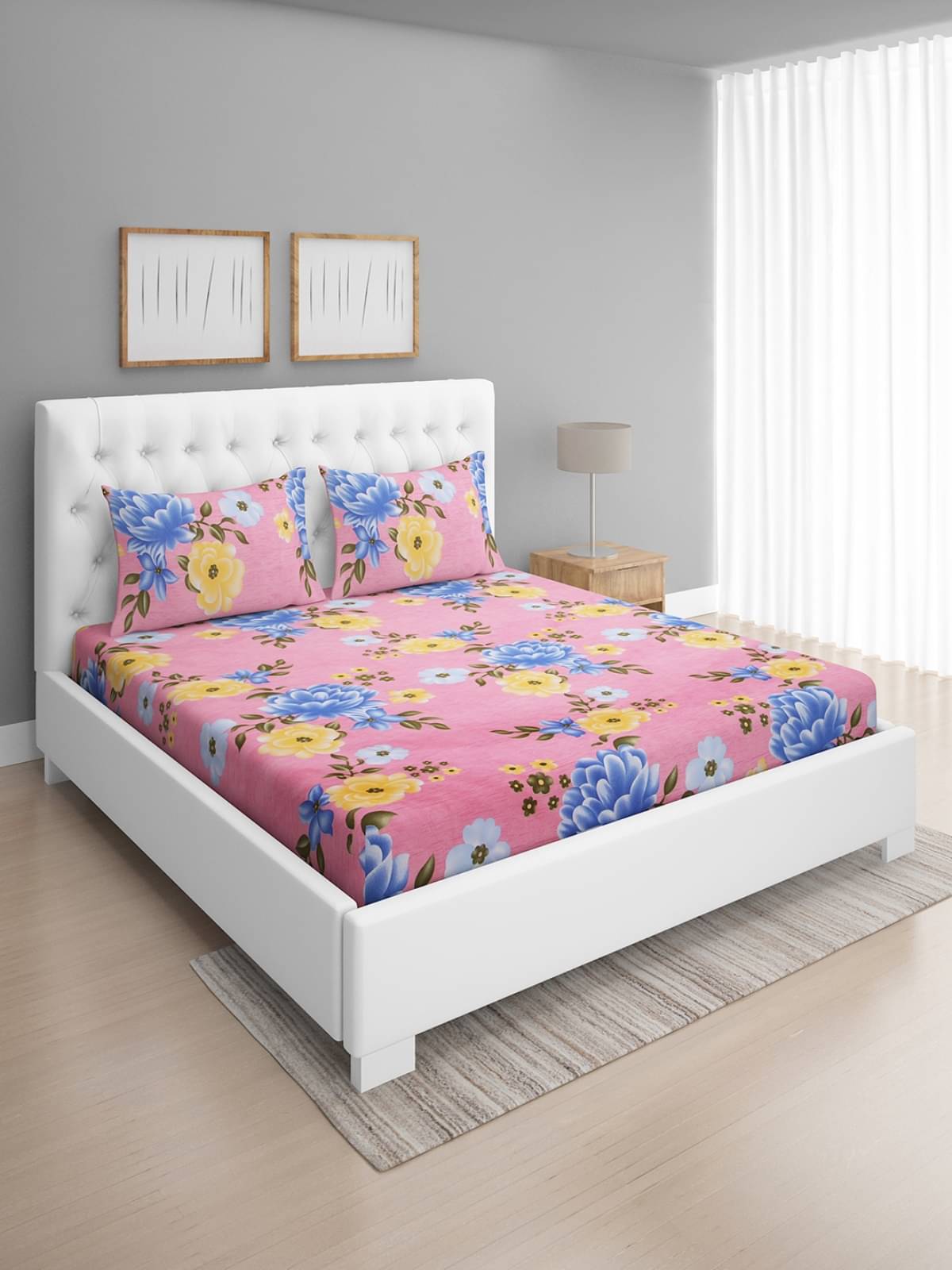     			Romee Microfiber 1 Double Bedsheet with 2 Pillow Covers ( Pink )