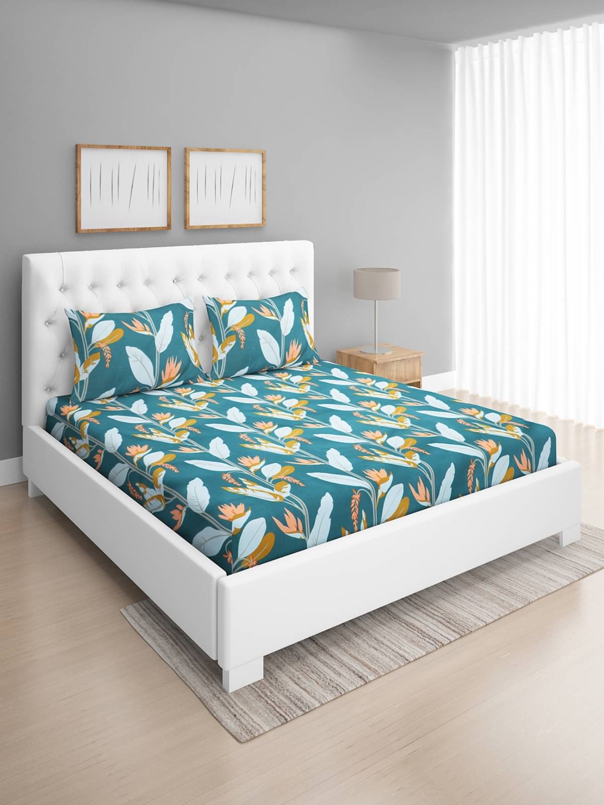     			Romee Microfiber 1 Double Bedsheet with 2 Pillow Covers ( Green )
