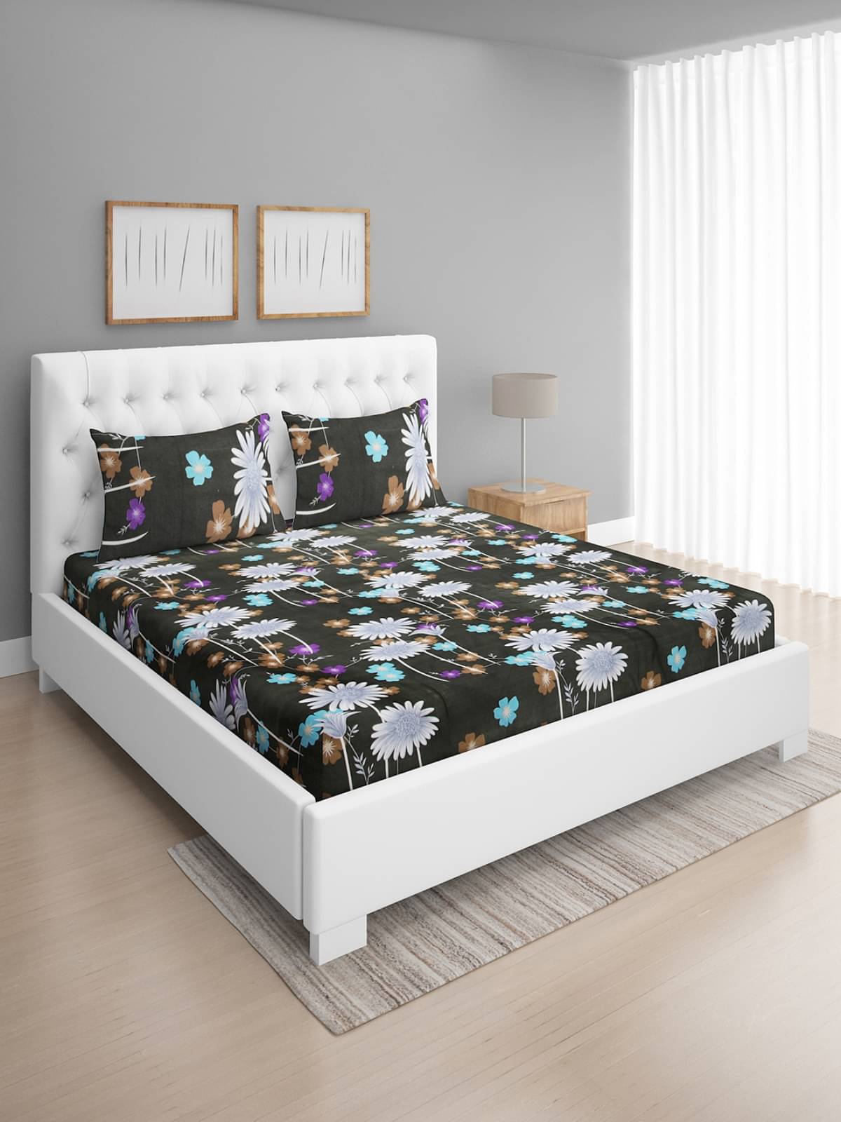     			Romee Microfiber 1 Double Bedsheet with 2 Pillow Covers ( Green )