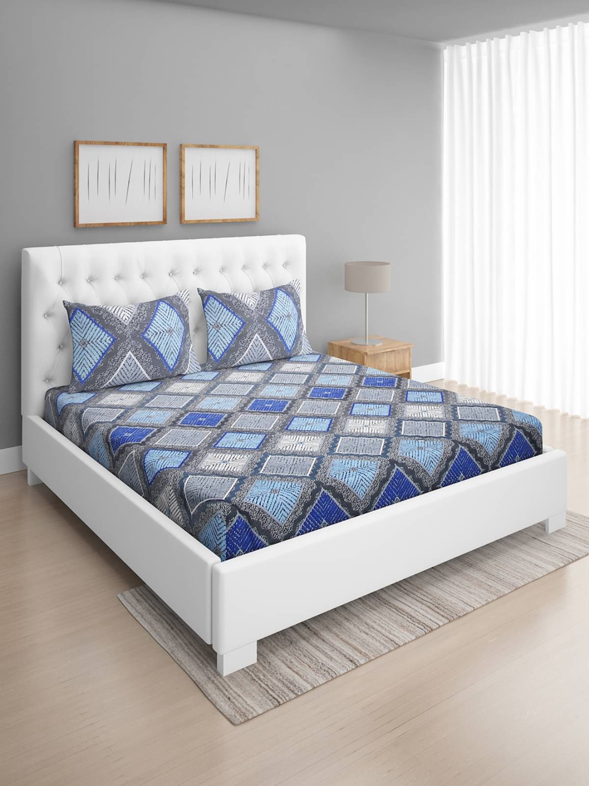     			Romee Microfiber 1 Double Bedsheet with 2 Pillow Covers ( Blue )