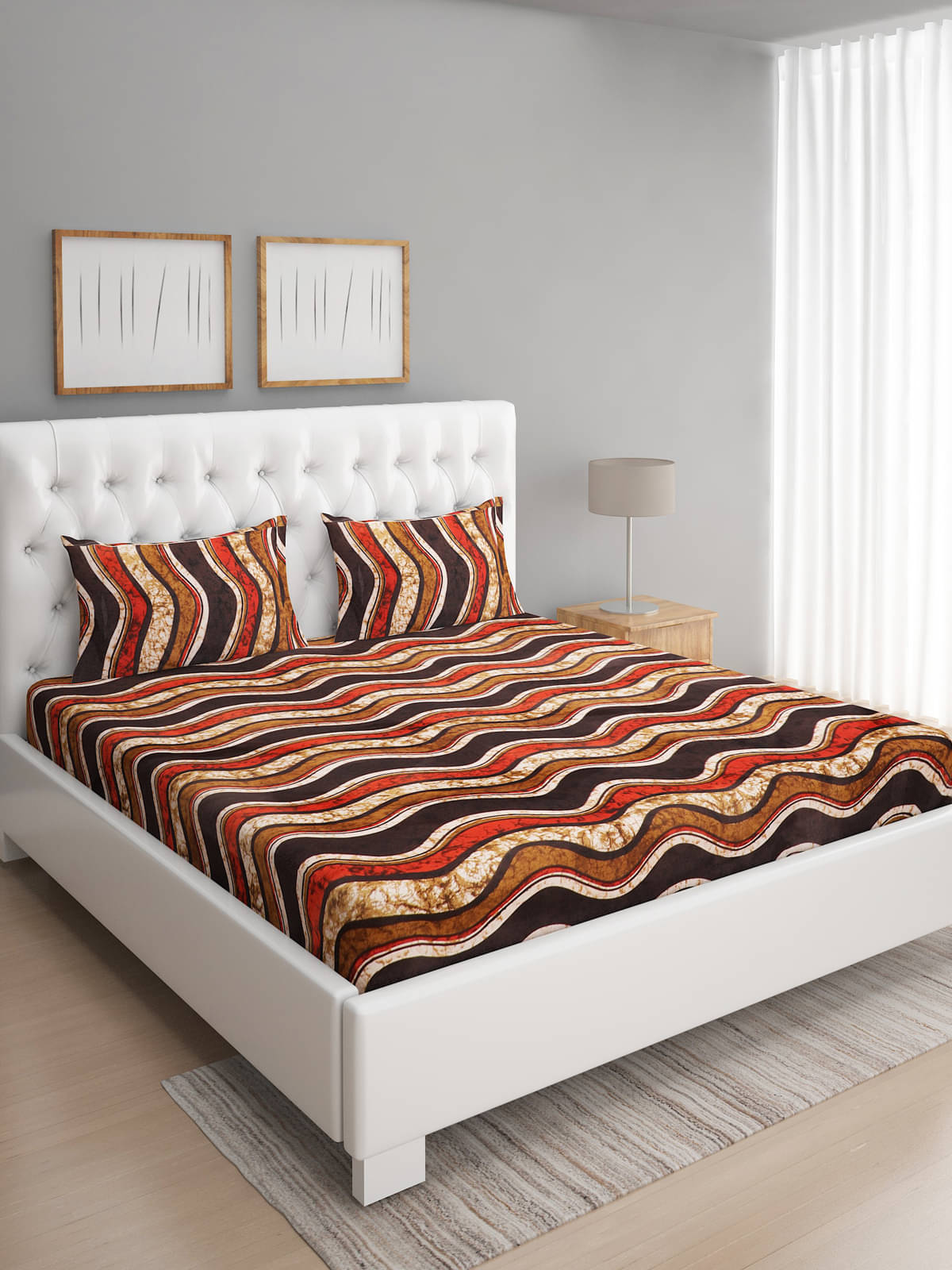     			Romee Microfiber 1 Double Bedsheet with 2 Pillow Covers ( Brown )