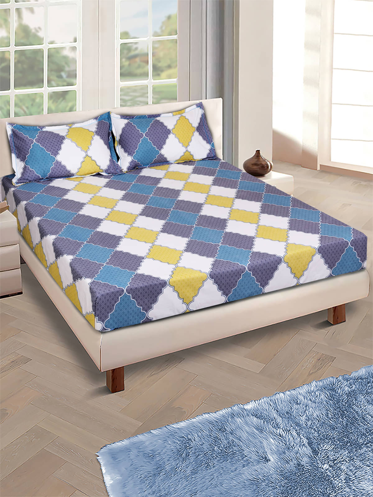     			Romee Microfiber 1 Double Bedsheet with 2 Pillow Covers ( Gray )
