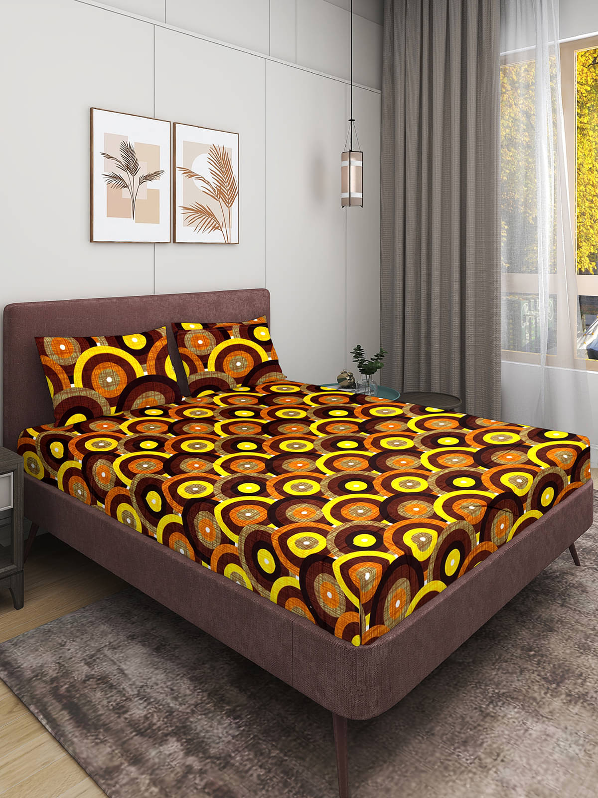     			Romee Microfiber 1 Double Bedsheet with 2 Pillow Covers ( Yellow )
