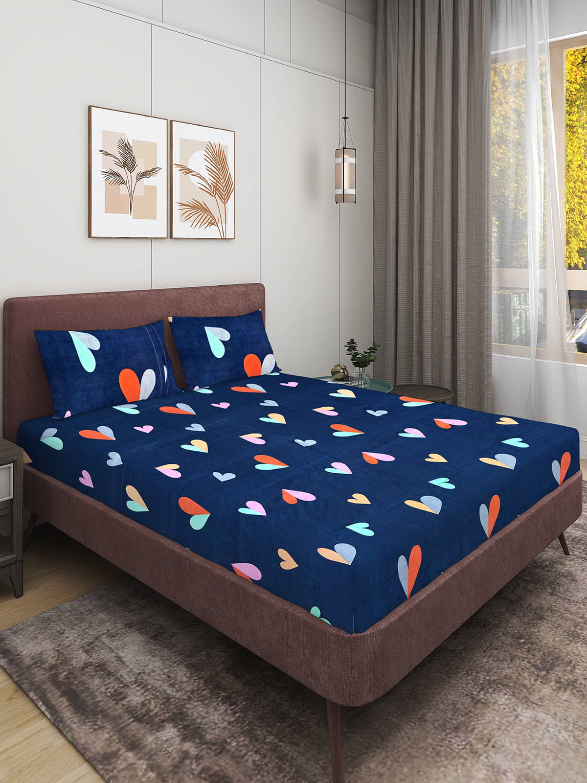 Romee Microfiber 1 Double Queen Bedsheet with 2 Pillow Covers ( Blue )     			Romee Microfiber 1 Double Queen Bedsheet with 2 Pillow Covers ( Blue )