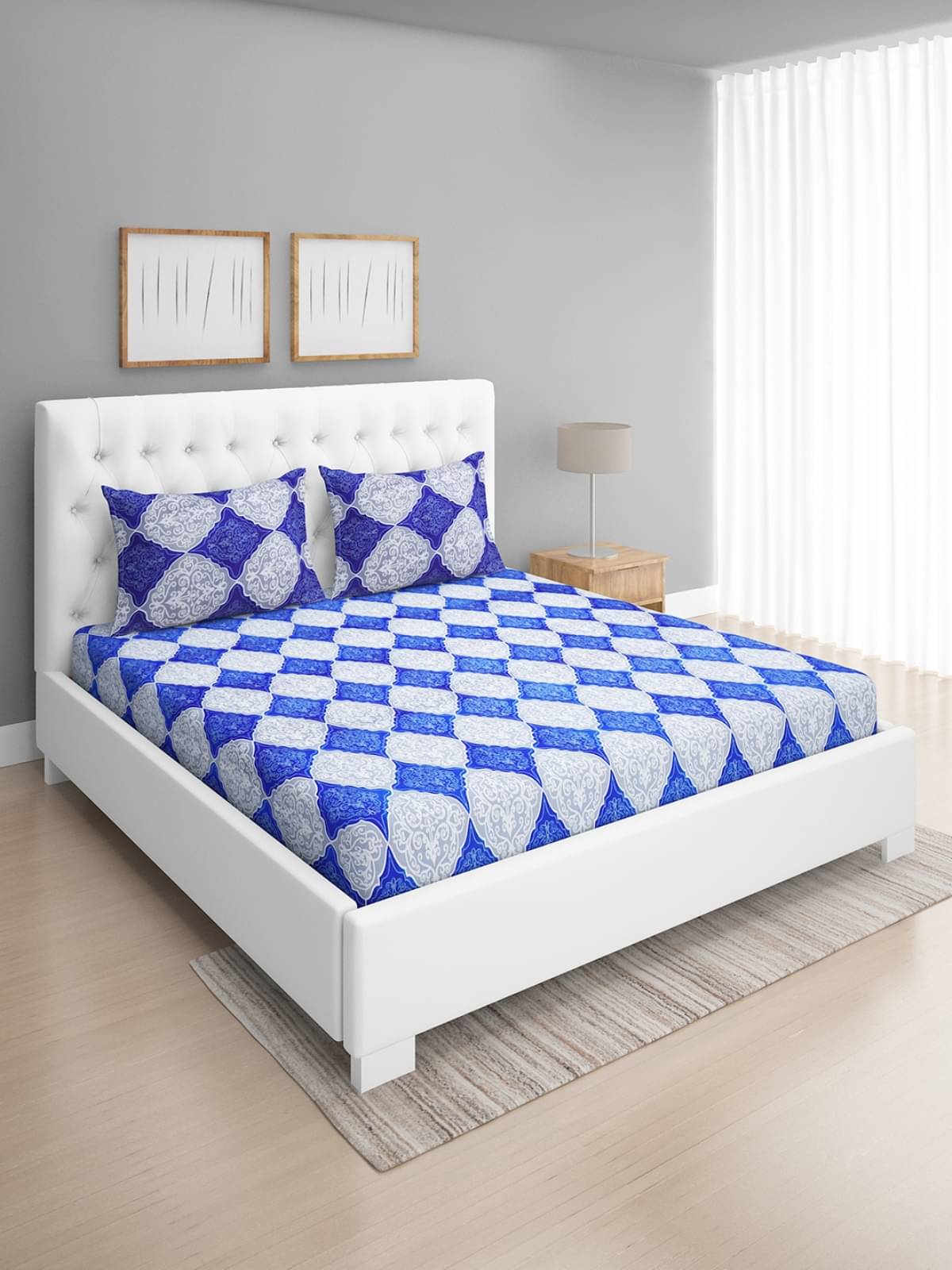 Romee Microfiber 1 Double Queen Bedsheet with 2 Pillow Covers ( Blue ) Romee Microfiber 1 Double Queen Bedsheet with 2 Pillow Covers ( Blue )