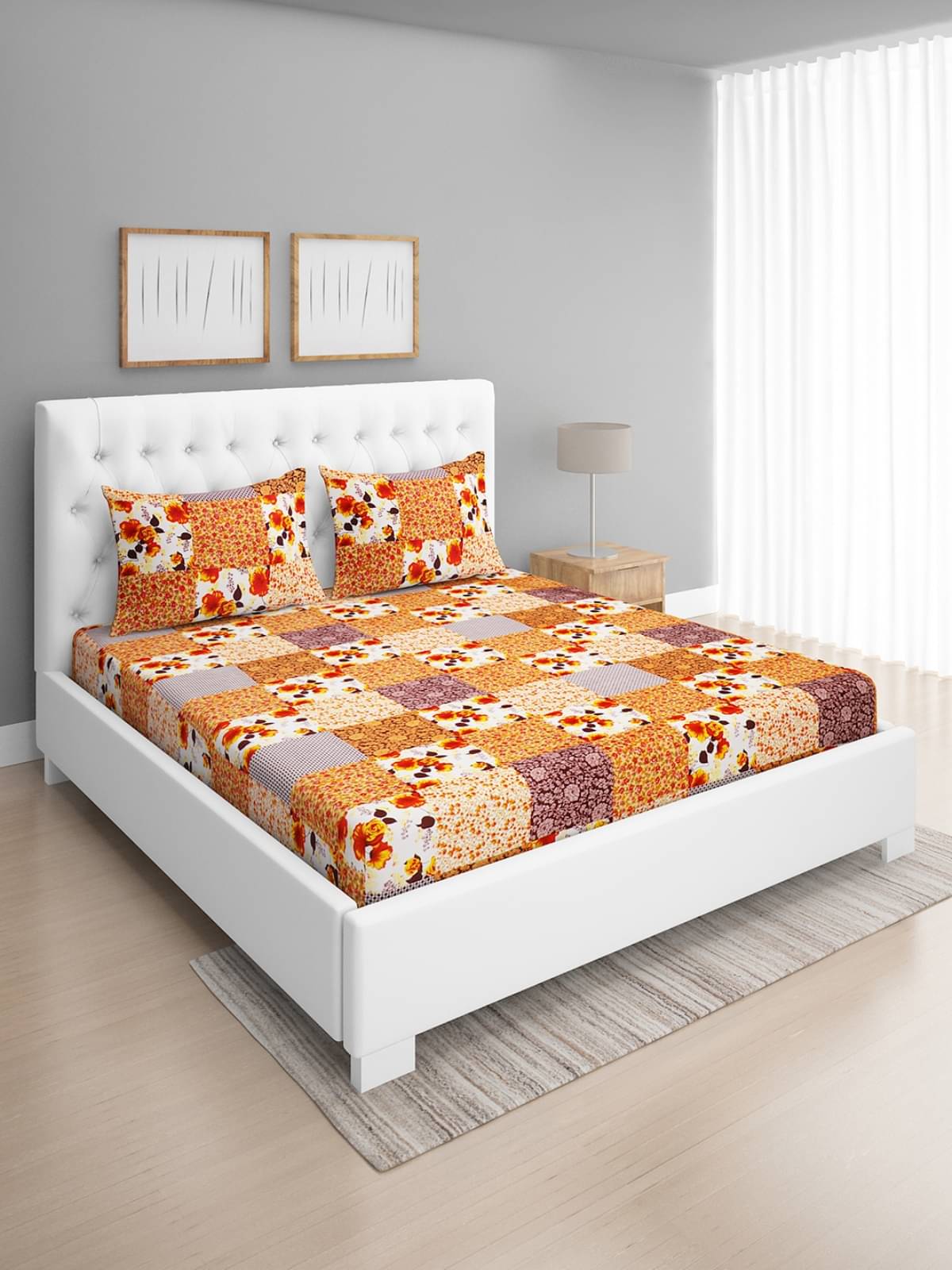     			Romee Microfiber 1 Double Queen Bedsheet with 2 Pillow Covers ( Beige )