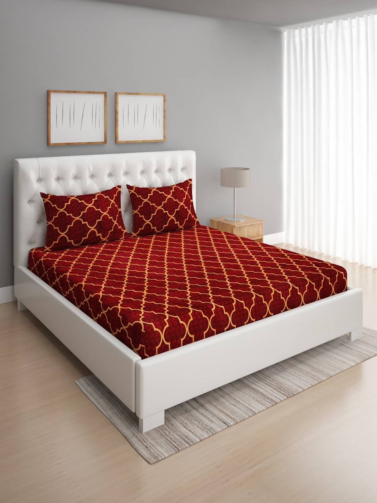     			Romee Microfiber 1 Double Queen Bedsheet with 2 Pillow Covers ( Maroon )