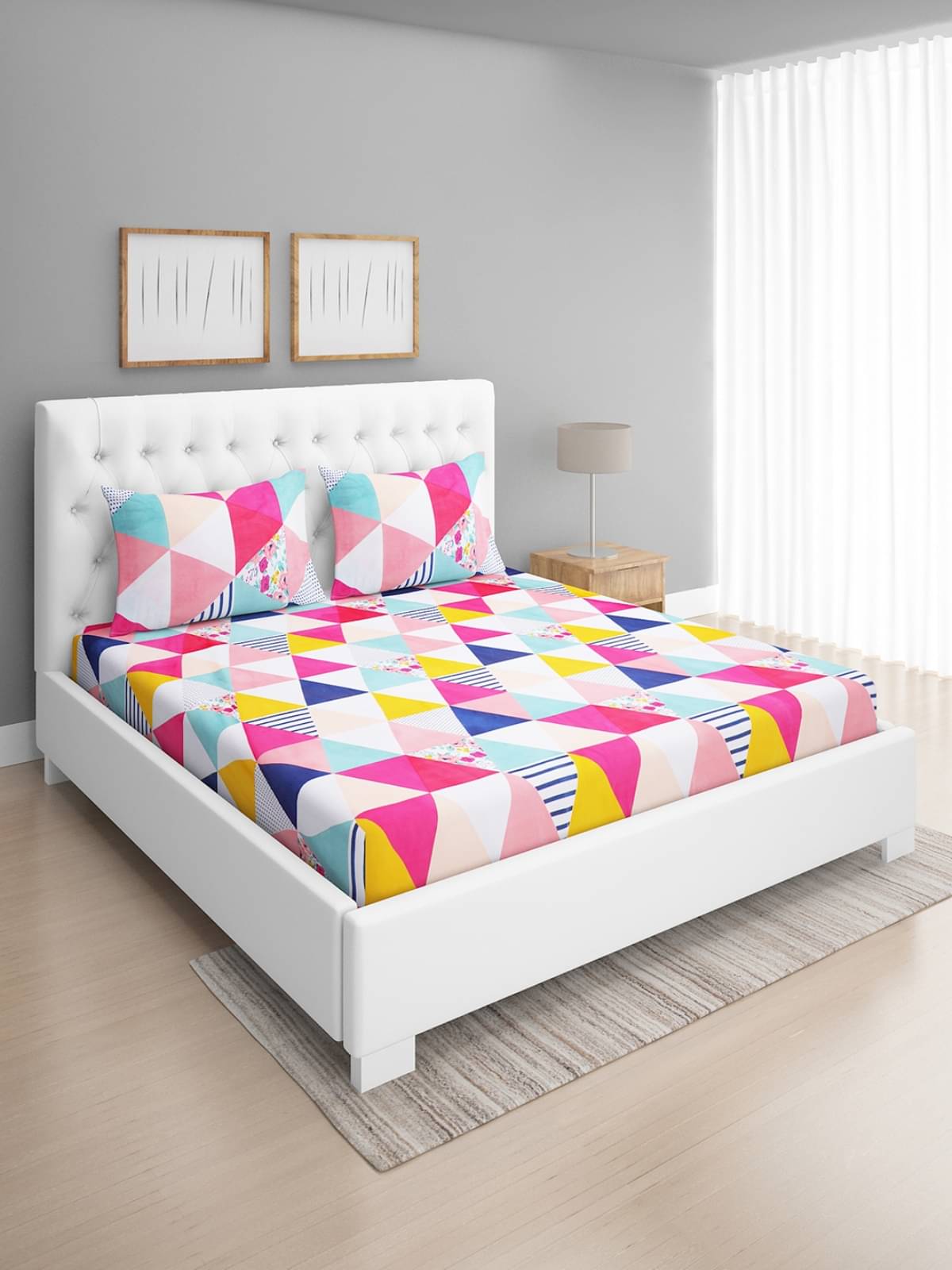     			Romee Microfiber 1 Double Queen Bedsheet with 2 Pillow Covers ( White )