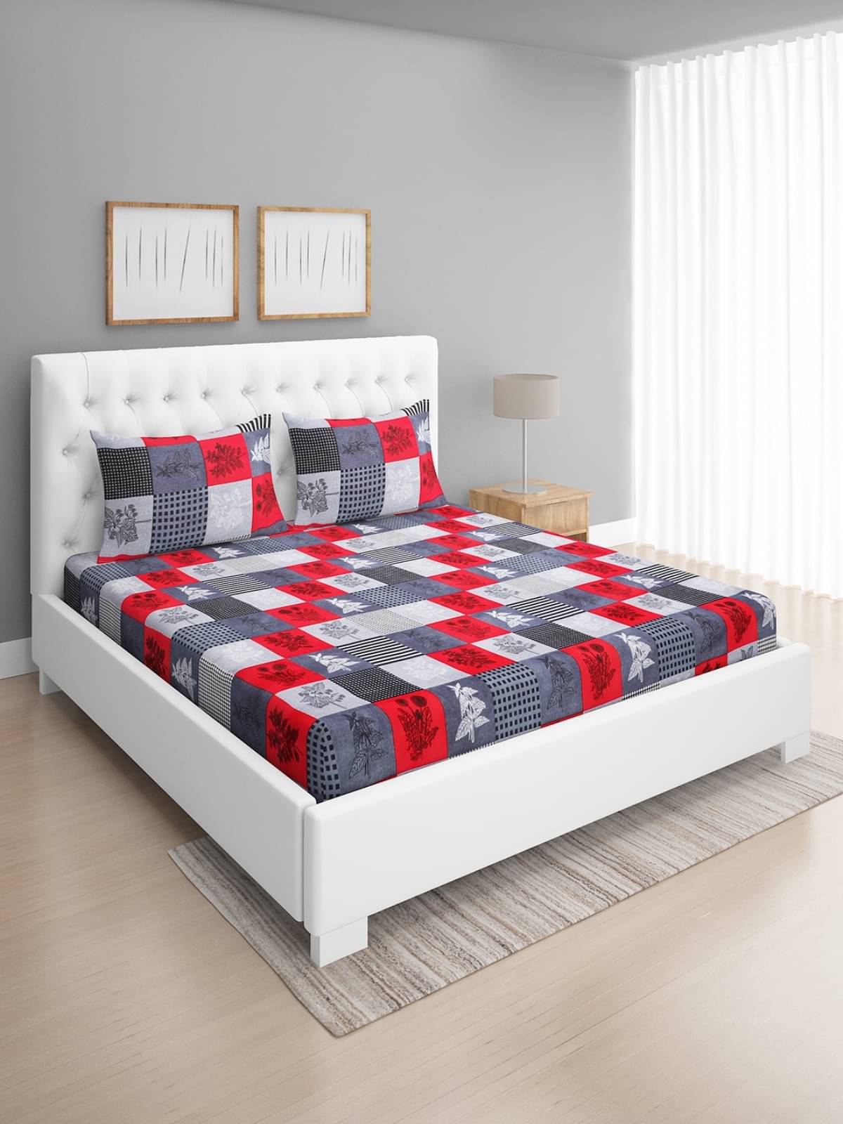     			Romee Microfiber 1 Double Queen Bedsheet with 2 Pillow Covers ( Red )