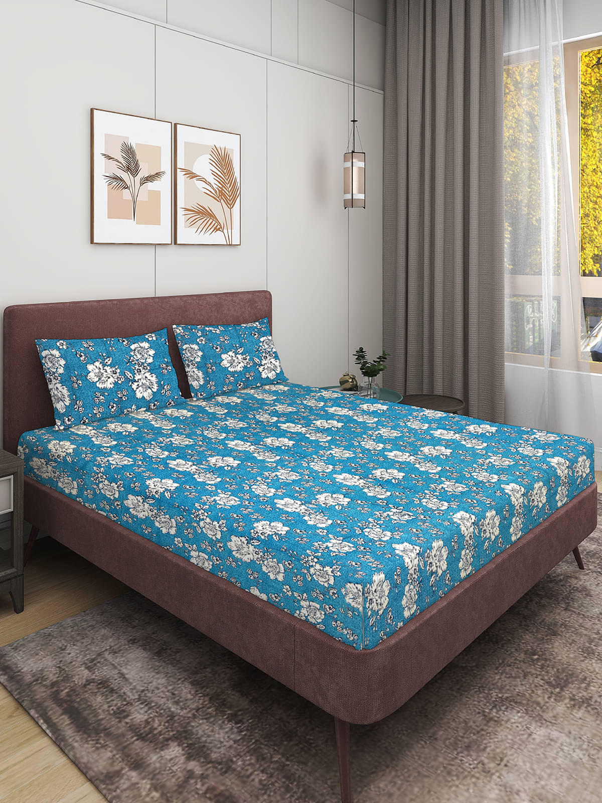Romee Microfiber 1 Double Queen Bedsheet with 2 Pillow Covers ( Blue ) Romee Microfiber 1 Double Queen Bedsheet with 2 Pillow Covers ( Blue )