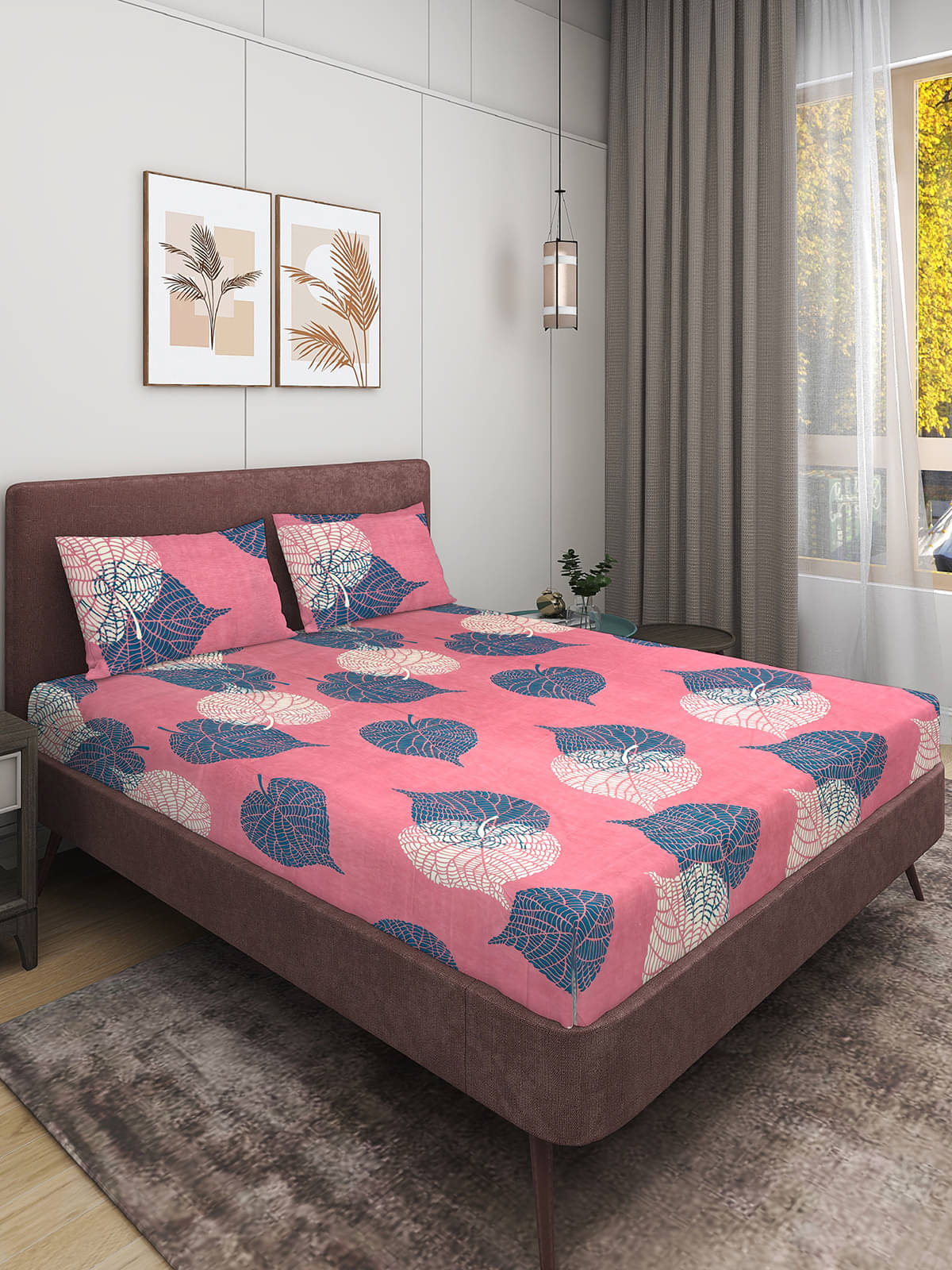     			Romee Microfiber 1 Double Queen Bedsheet with 2 Pillow Covers ( Pink )