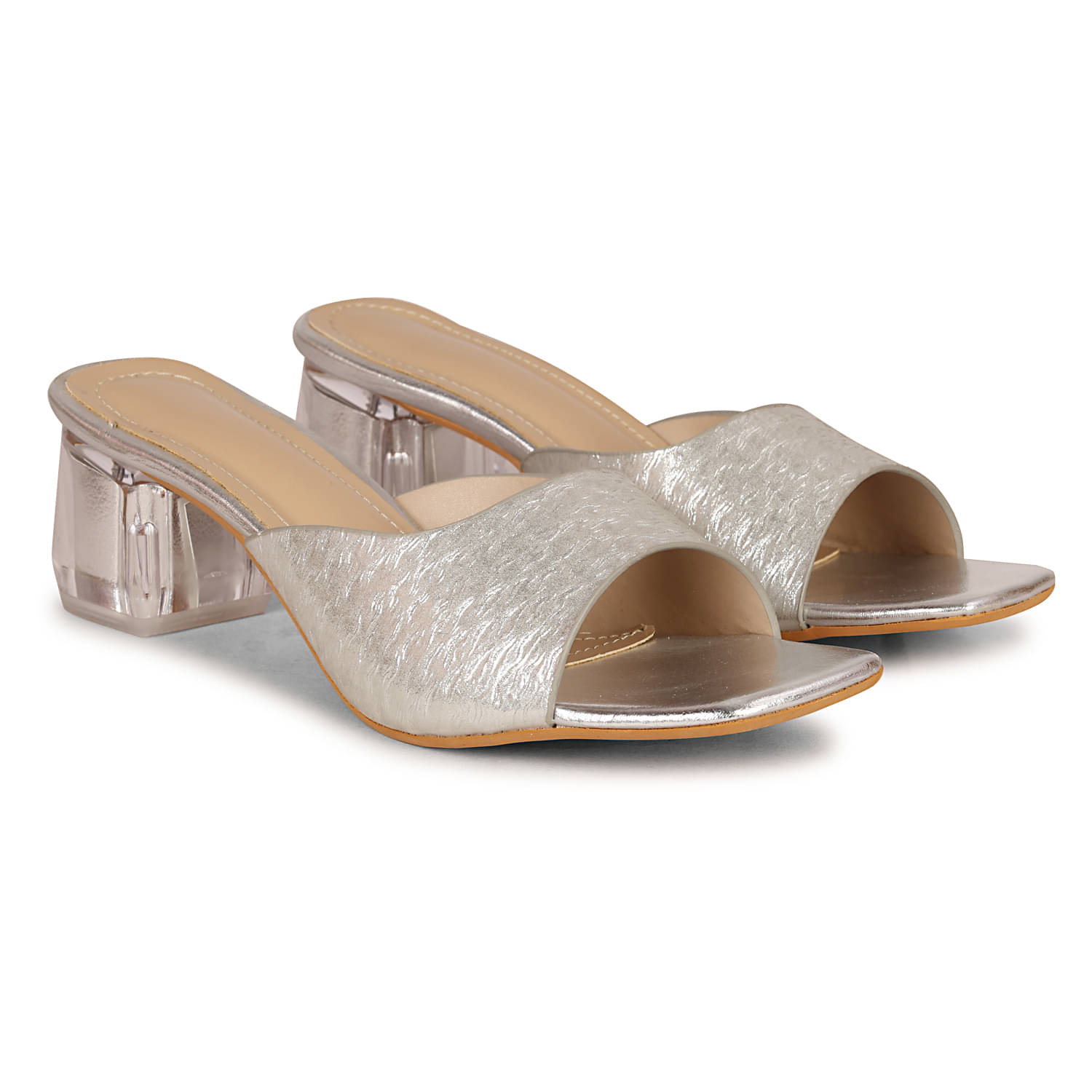     			Saheb Silver Women's Slip On Heels