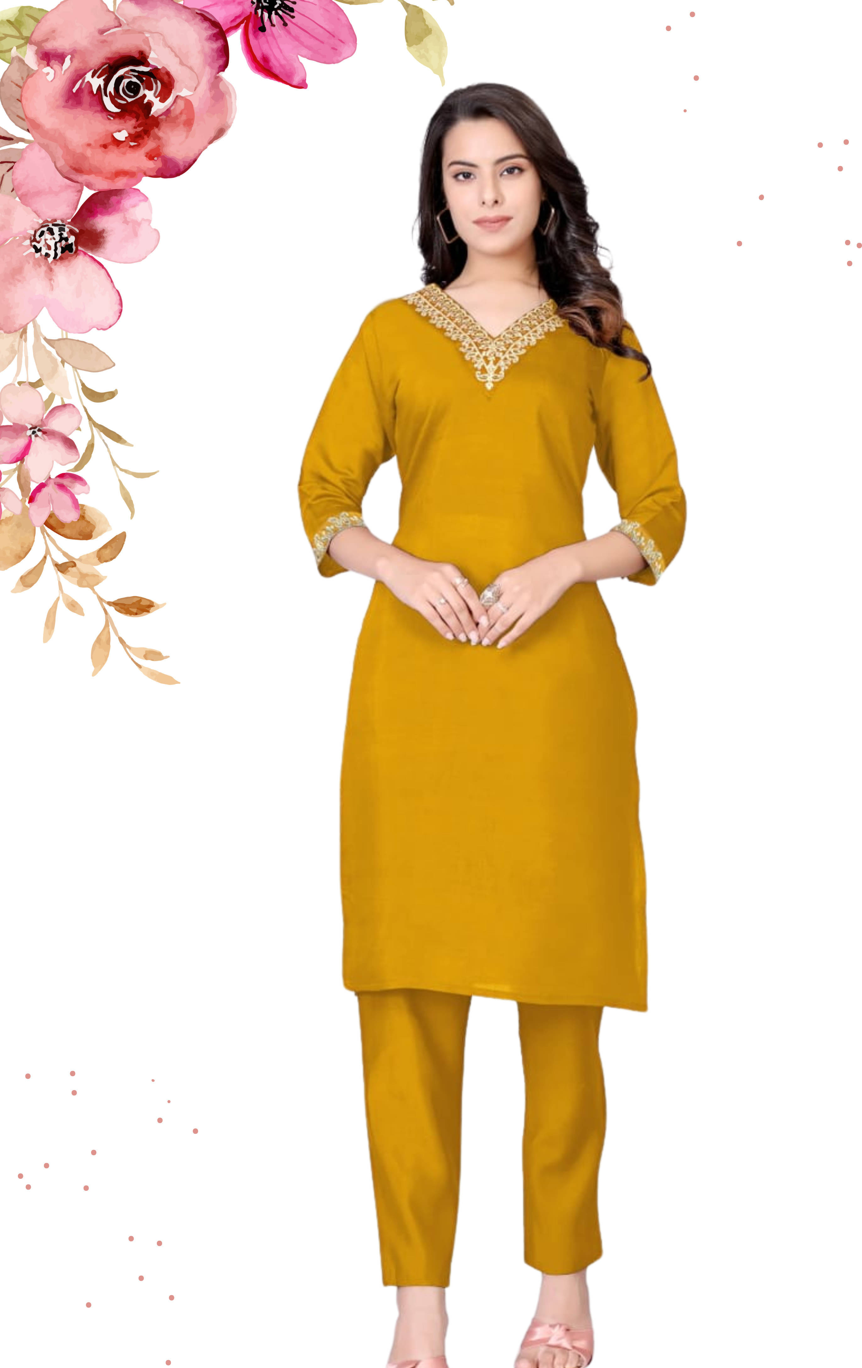 Shree Aksharam Trends Women's Silk Blend Embroidered Kurti With Pants ( Maroon )     			Shree Aksharam Trends Women's Silk Blend Embroidered Kurti With Pants ( Maroon )