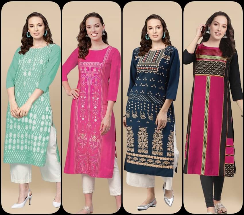 Sn Enterprise Women's Crepe Printed Straight Kurti - ( Multicolor ) Sn Enterprise Women's Crepe Printed Straight Kurti - ( Multicolor )