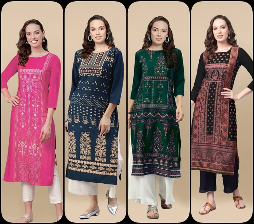     			Sn Enterprise Women's Crepe Printed Straight Kurti - ( Multicolor )
