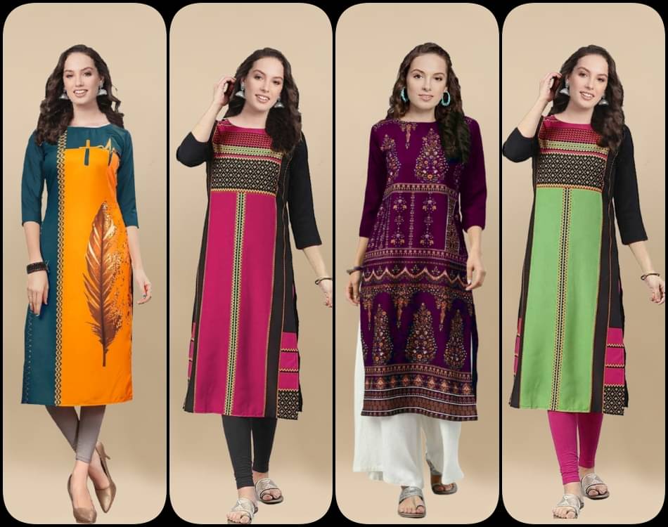 Sn Enterprise Women's Crepe Printed Straight Kurti - ( Multicolor ) Sn Enterprise Women's Crepe Printed Straight Kurti - ( Multicolor )