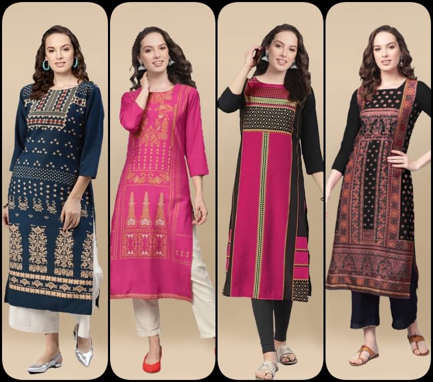 Sn Enterprise Women's Crepe Printed Straight Kurti - ( Multicolor ) Sn Enterprise Women's Crepe Printed Straight Kurti - ( Multicolor )